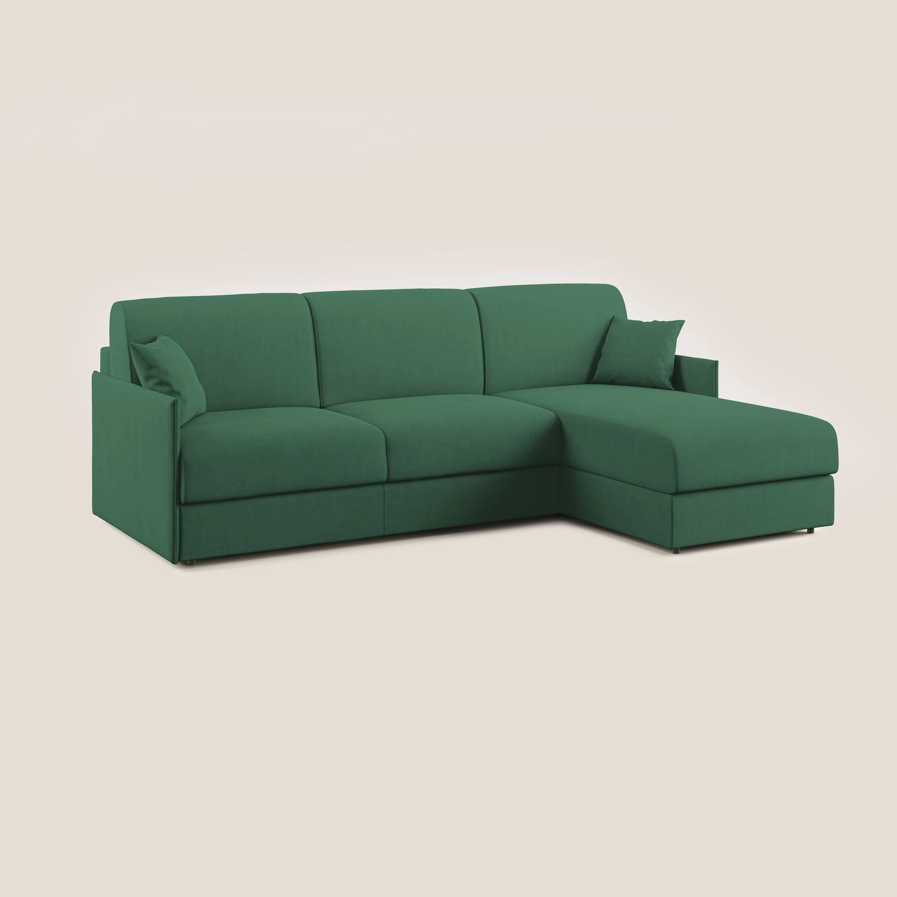 Evans canapé d'angle convertible avec méridienne en tissu doux imperméable T02 vert - Image 3