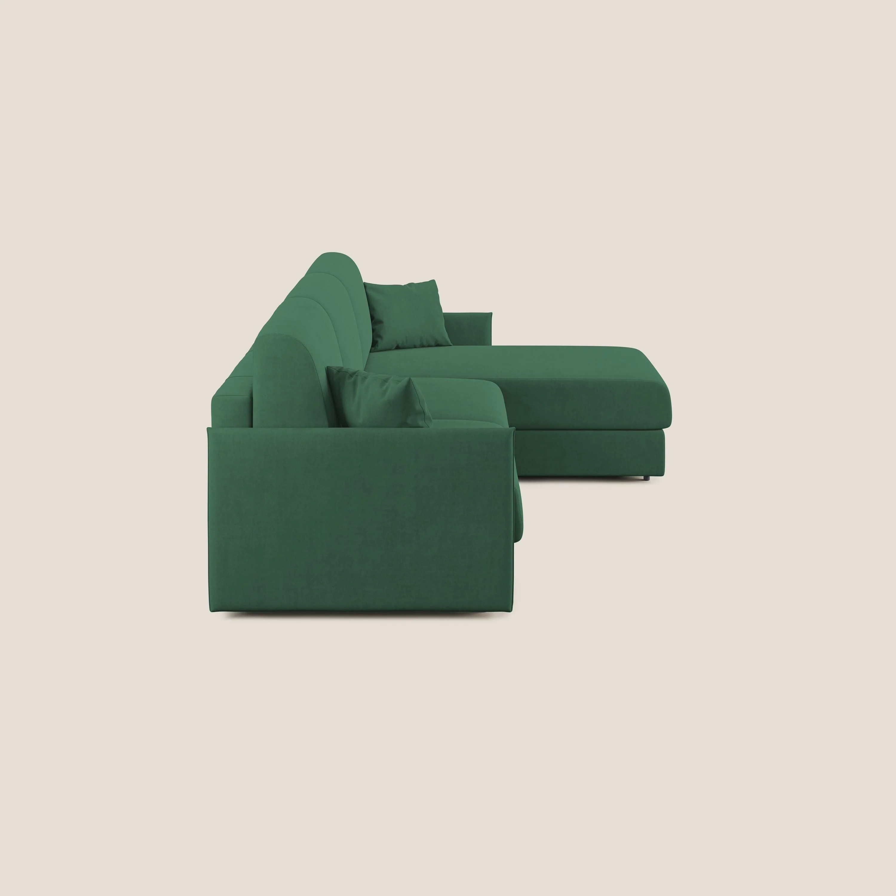 Evans canapé d'angle convertible avec méridienne en tissu doux imperméable T02 vert - Image 4