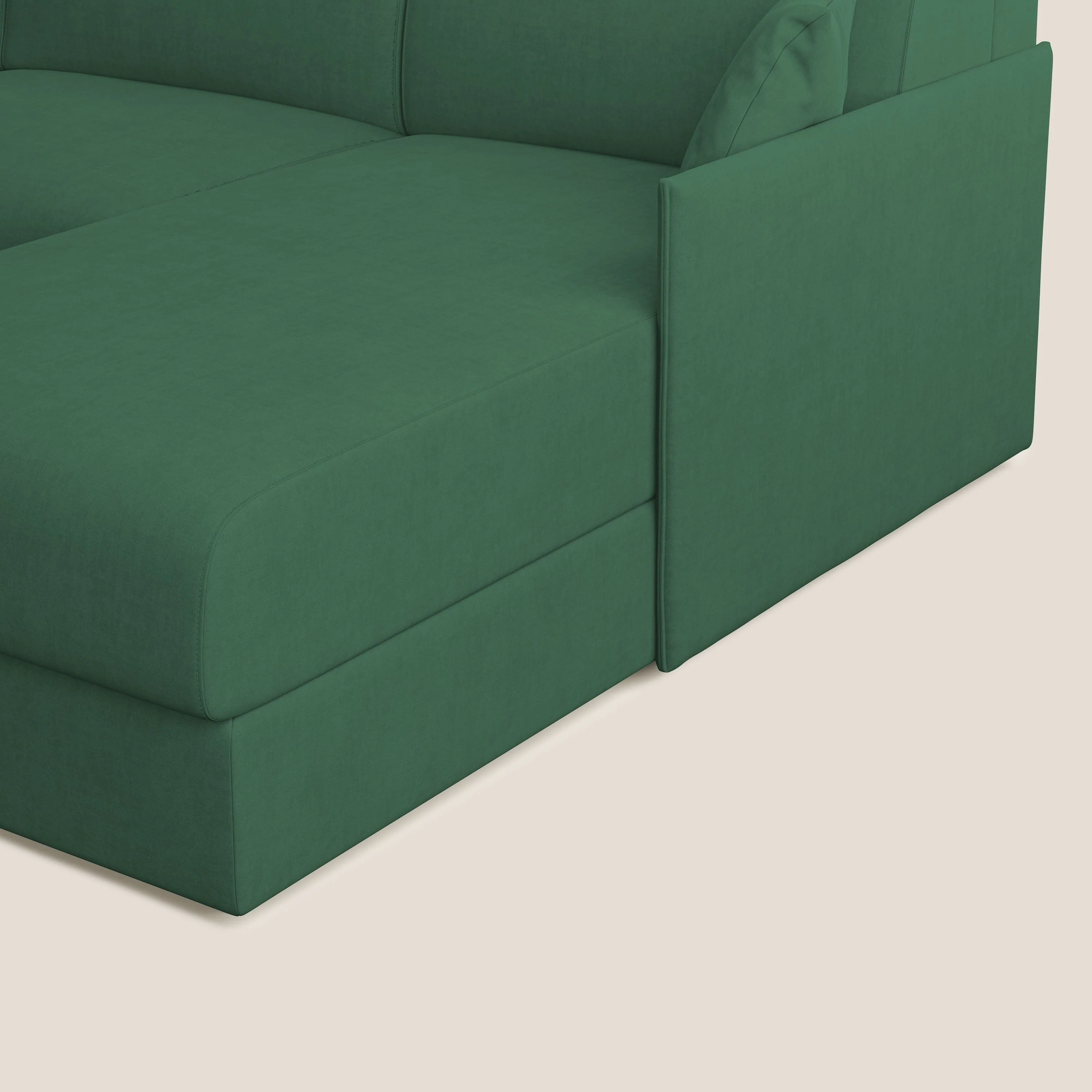 Evans canapé d'angle convertible avec méridienne en tissu doux imperméable T02 vert - Image 9