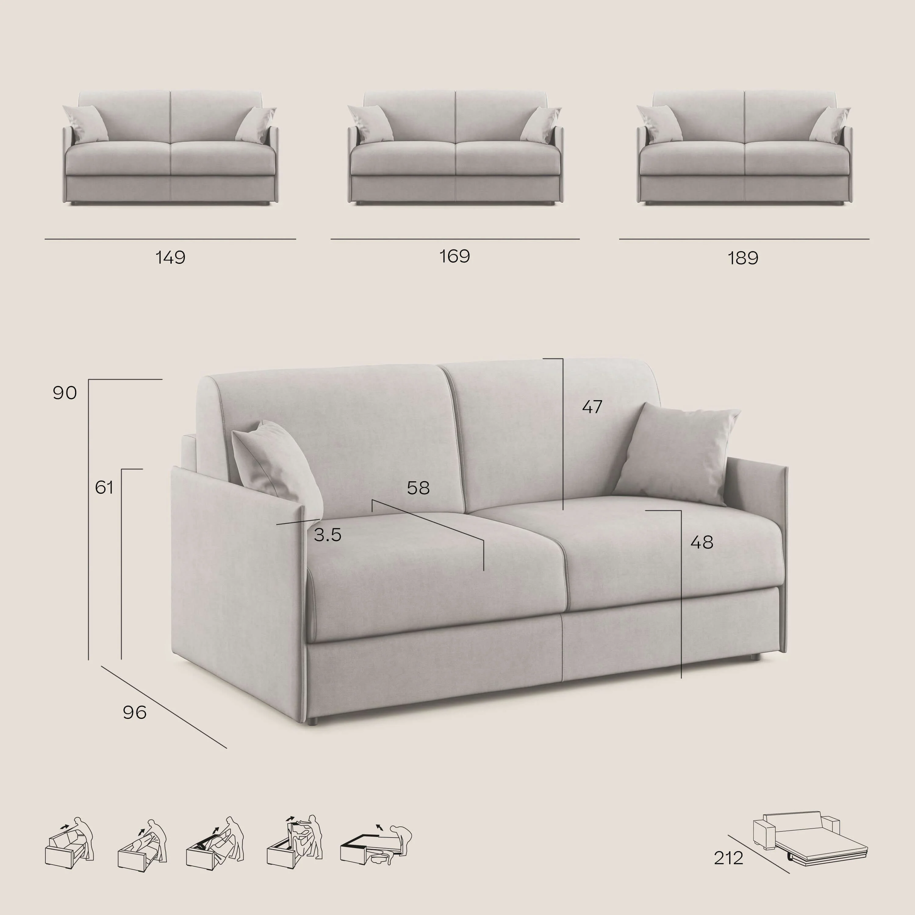 Evans Canapé convertible en tissu imperméable T13 bleu - Image 9