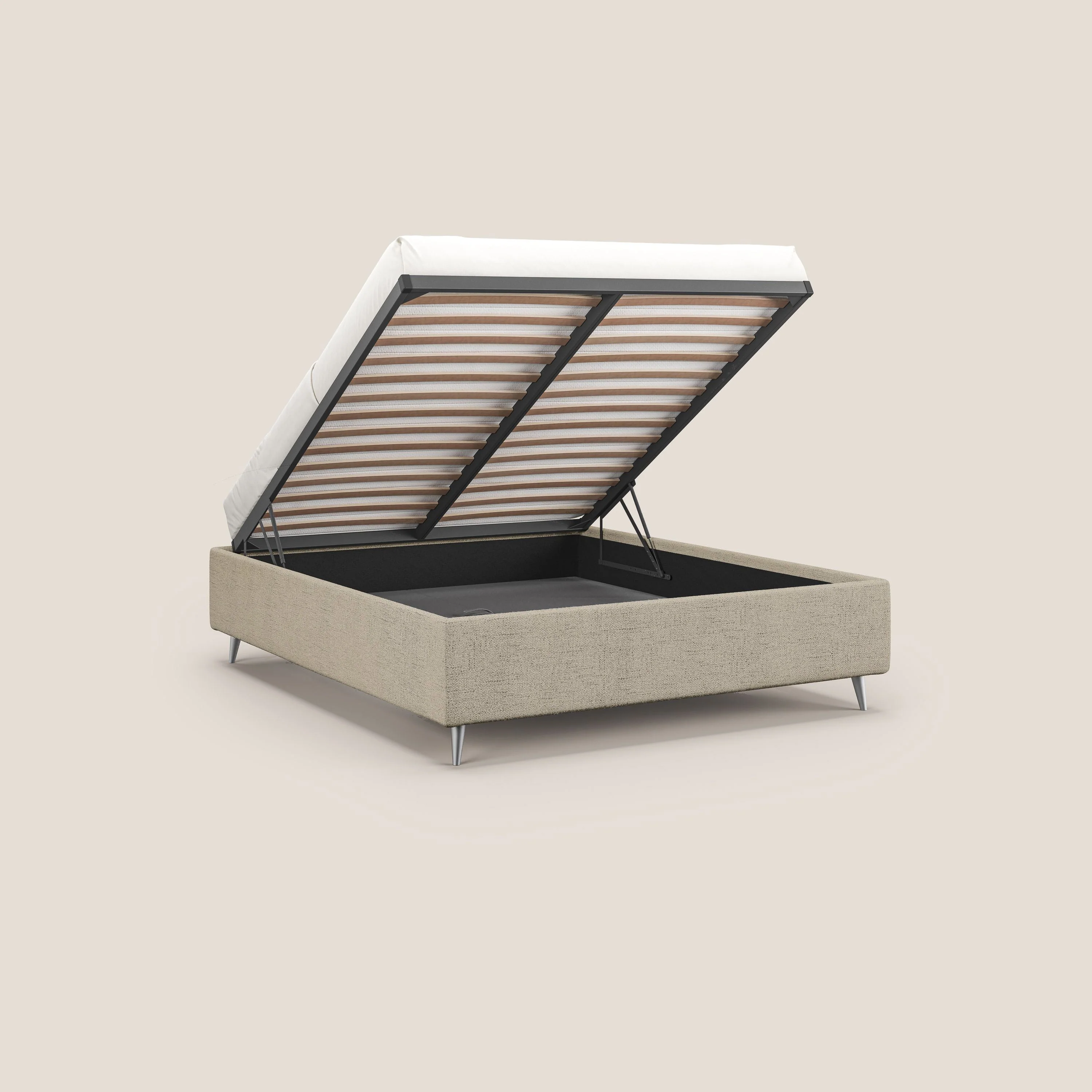 Febe sommier compact avec coffre de grande capacité en tissu imperméable T03 beige - Image 2
