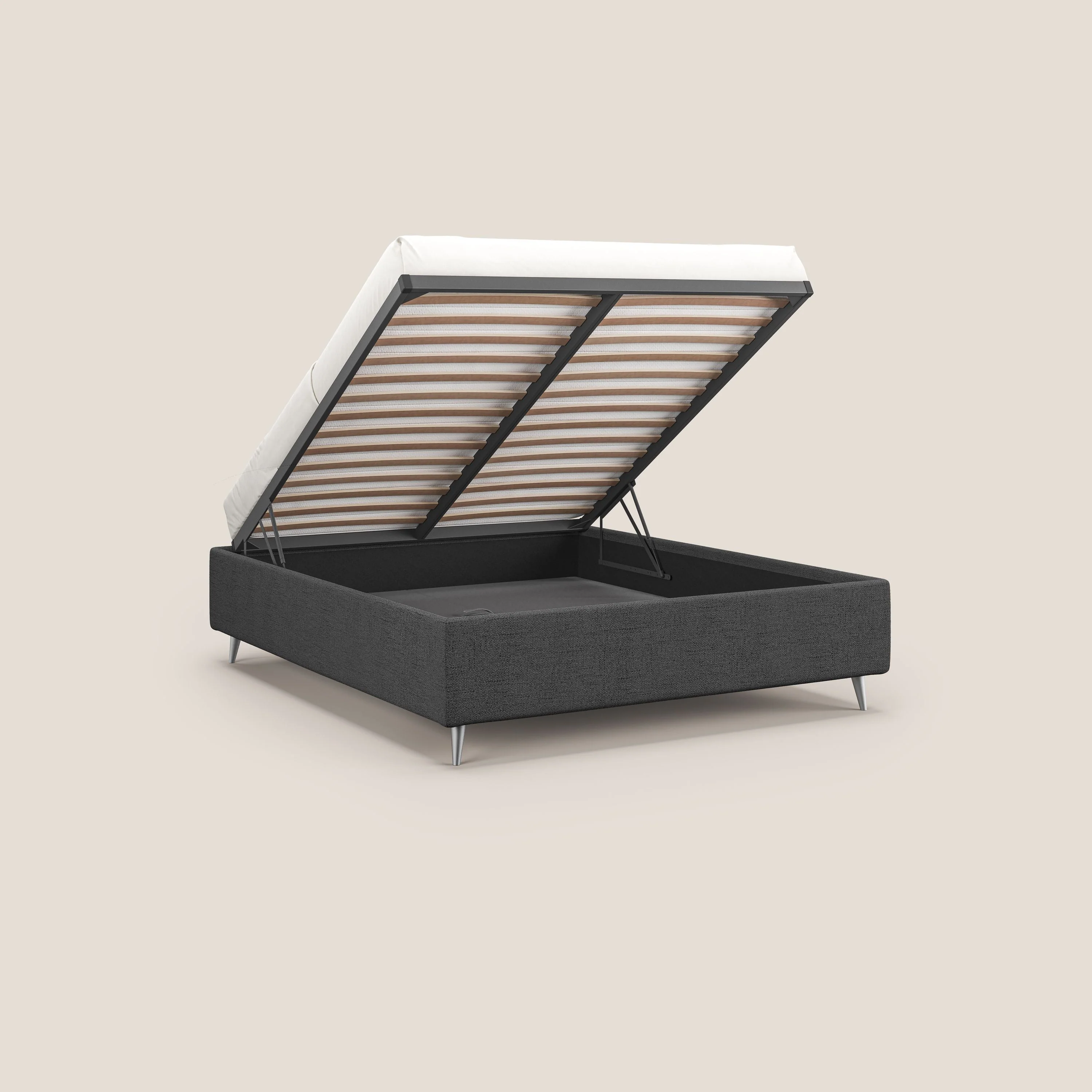 Febe sommier compact avec coffre de grande capacité en tissu imperméable T03 gris - Image 2