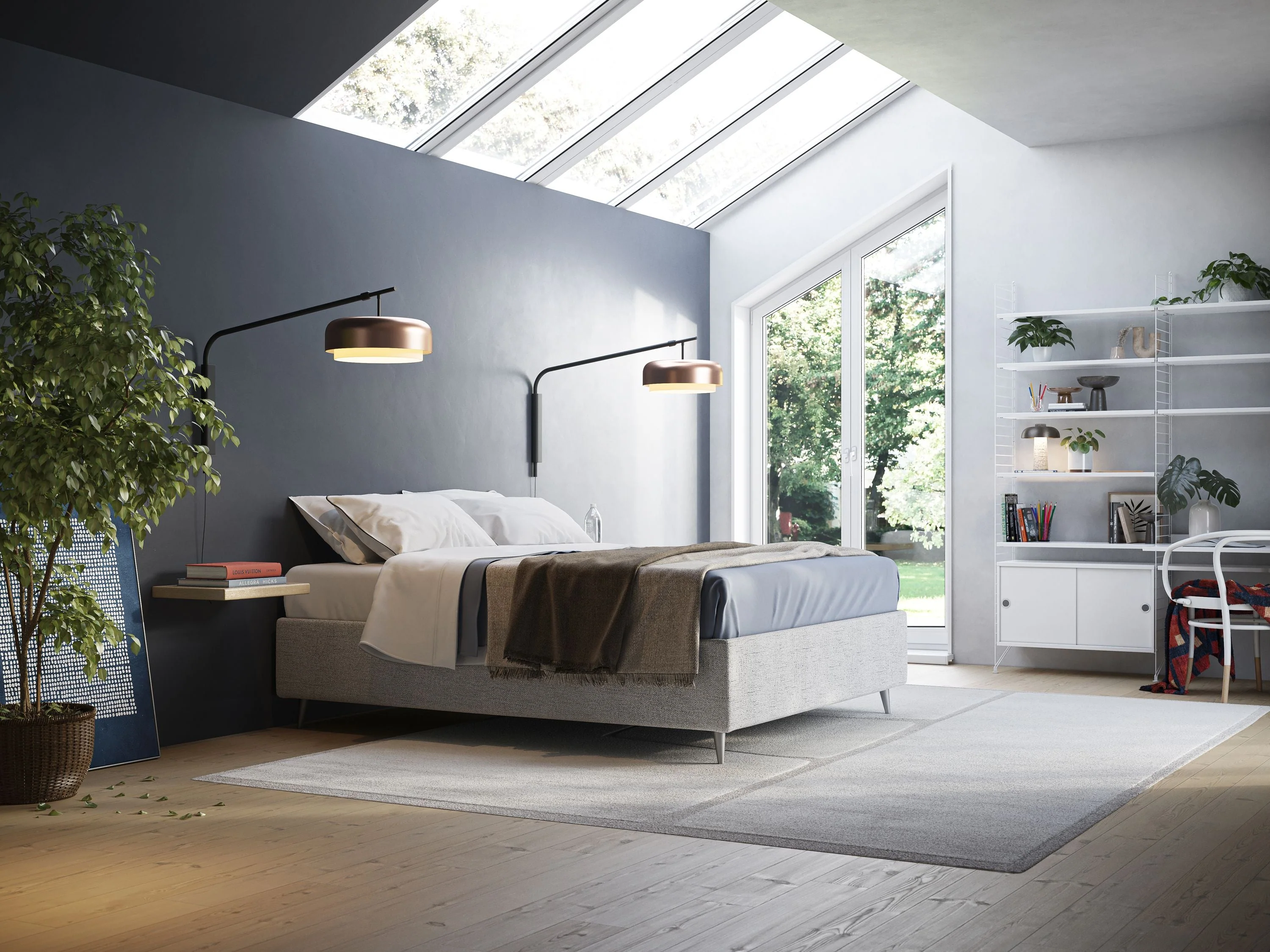 Febe sommier compact avec coffre de grande capacité en tissu imperméable T03 gris clair - Image 2
