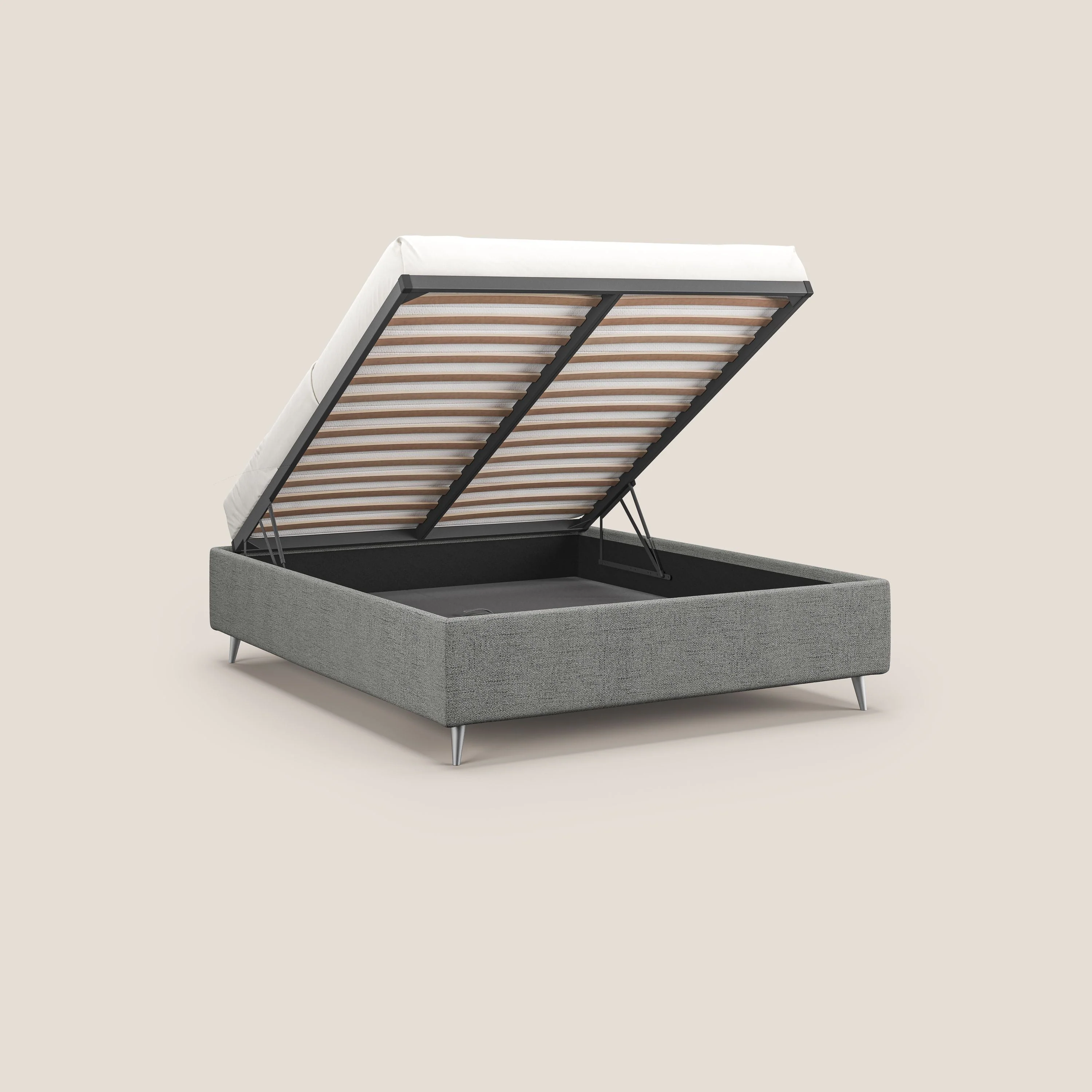 Febe sommier compact avec coffre de grande capacité en tissu imperméable T03 gris clair - Image 3