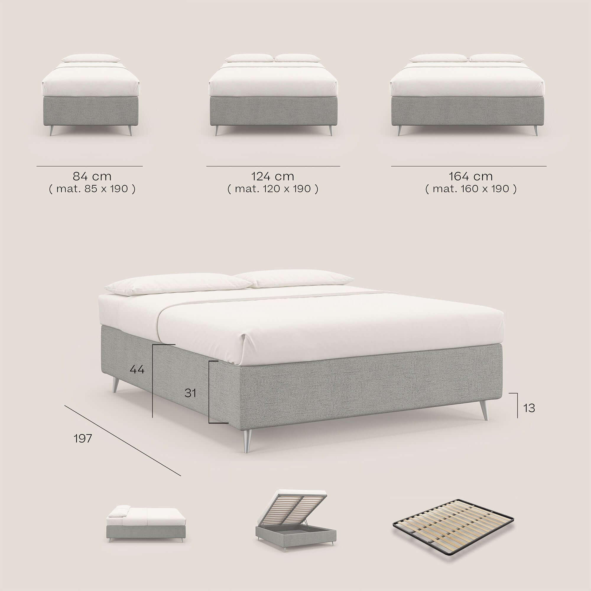 Febe sommier compact avec coffre de grande capacité en tissu imperméable T03 taupe - Image 8