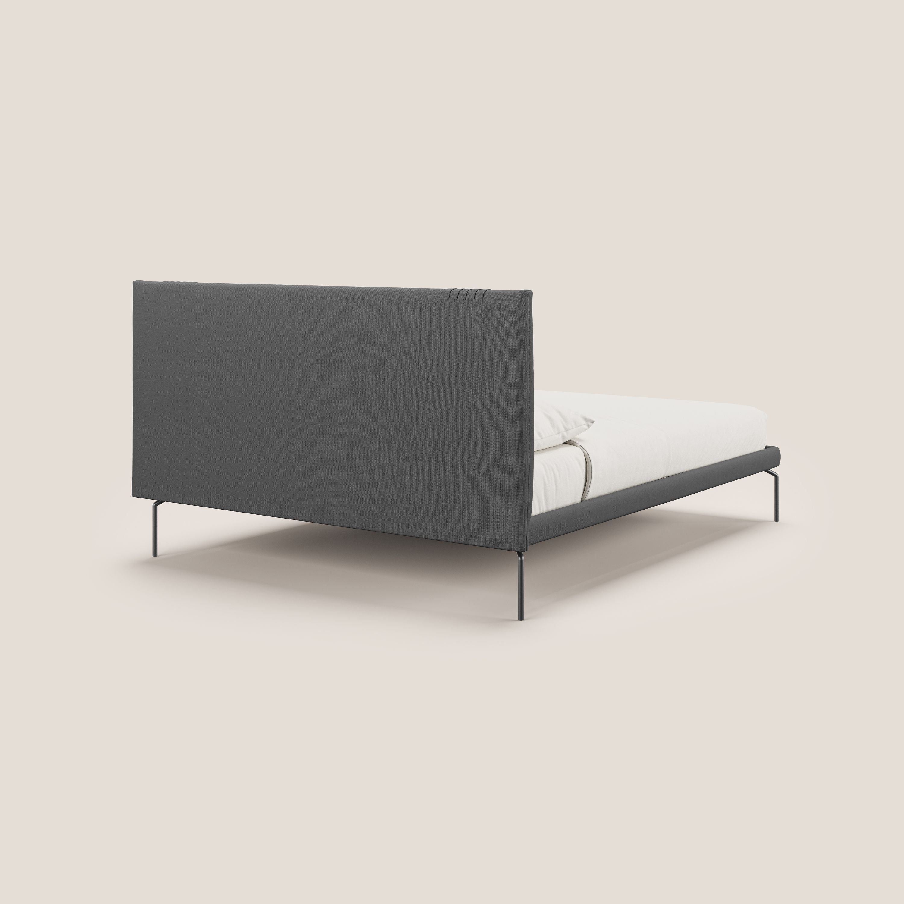Finn lit rembourré avec pieds hauts en métal en tissu détachable T05 anthracite - Image 4
