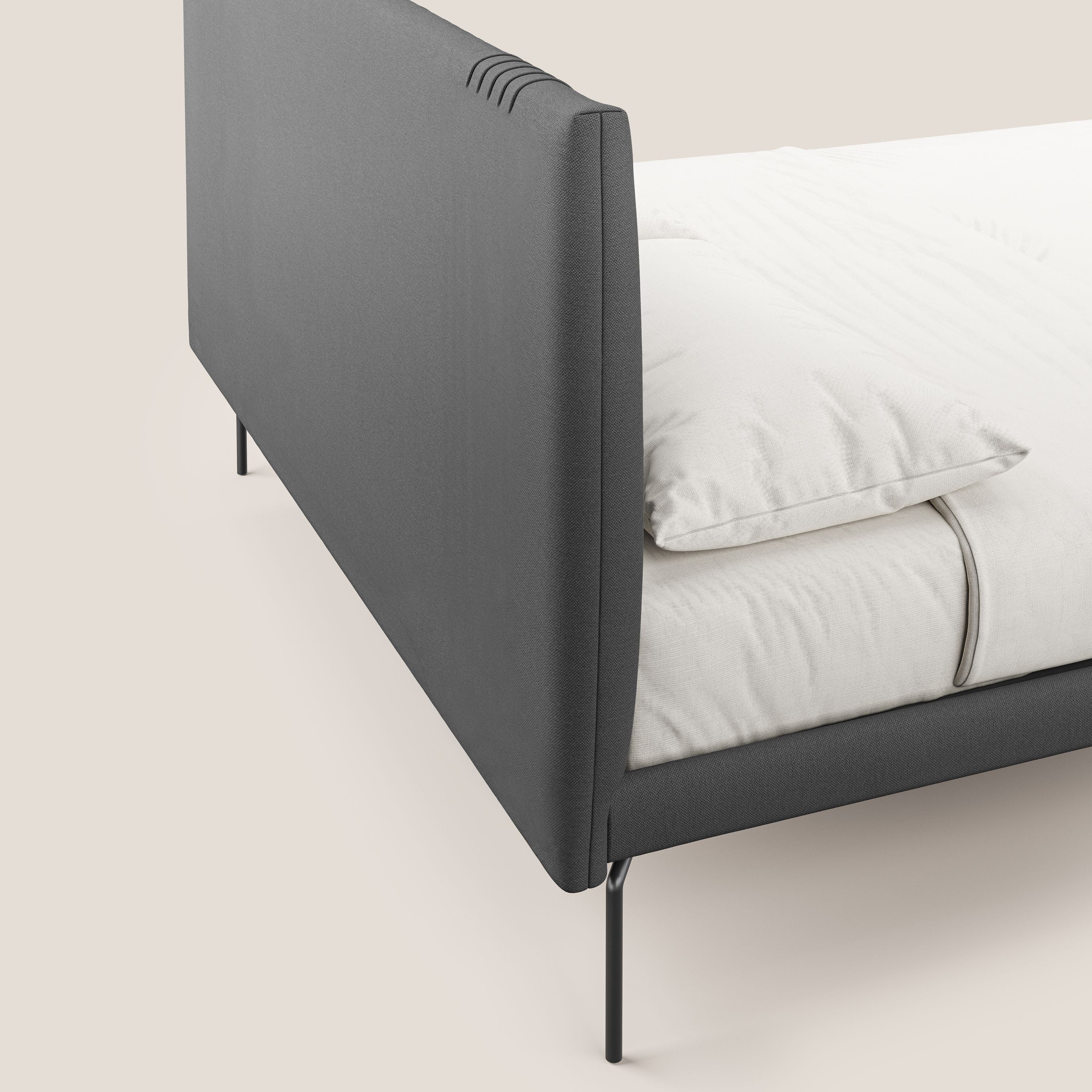 Finn lit rembourré avec pieds hauts en métal en tissu détachable T05 anthracite - Image 6