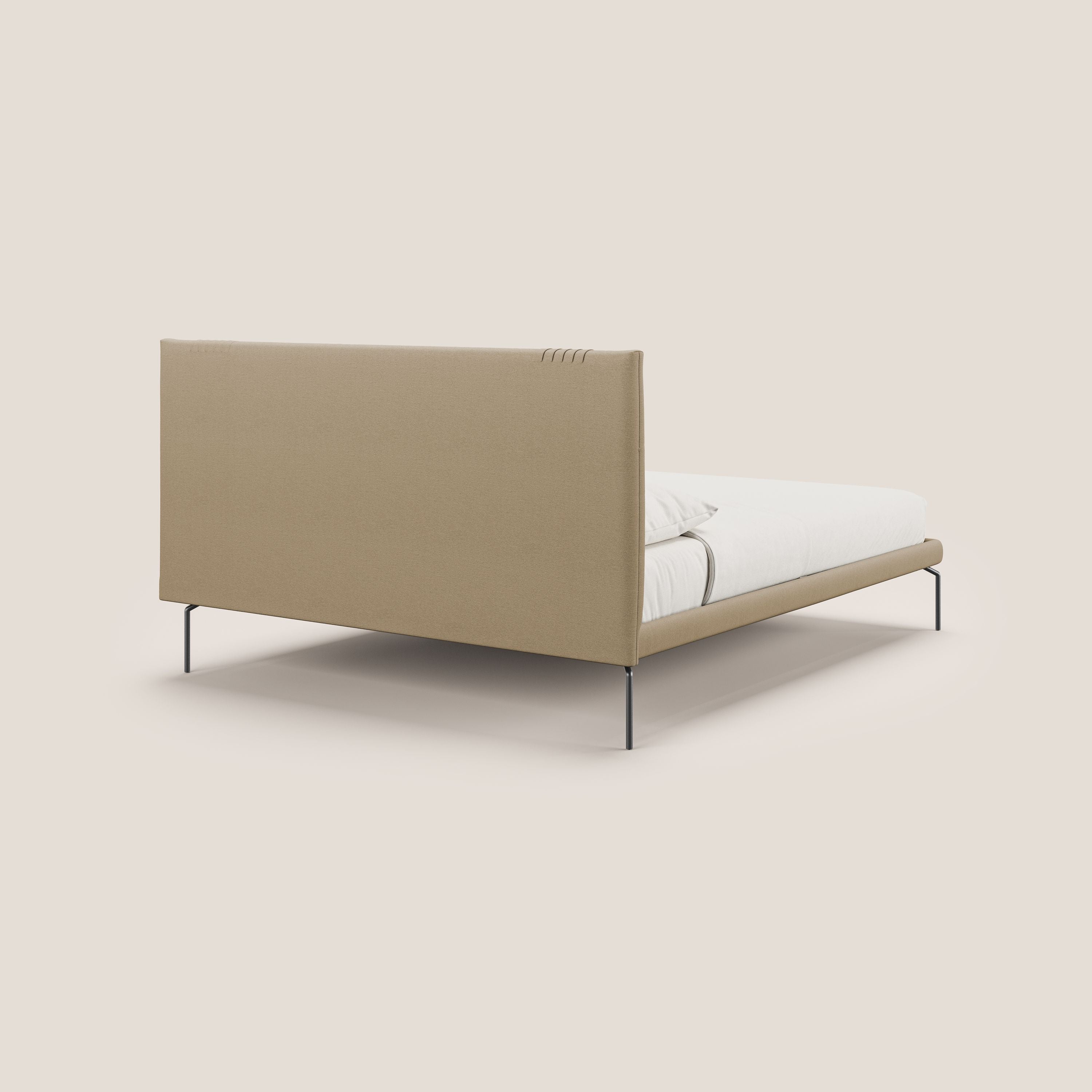 Finn lit rembourré avec pieds hauts en métal en tissu détachable T05 beige - Image 4