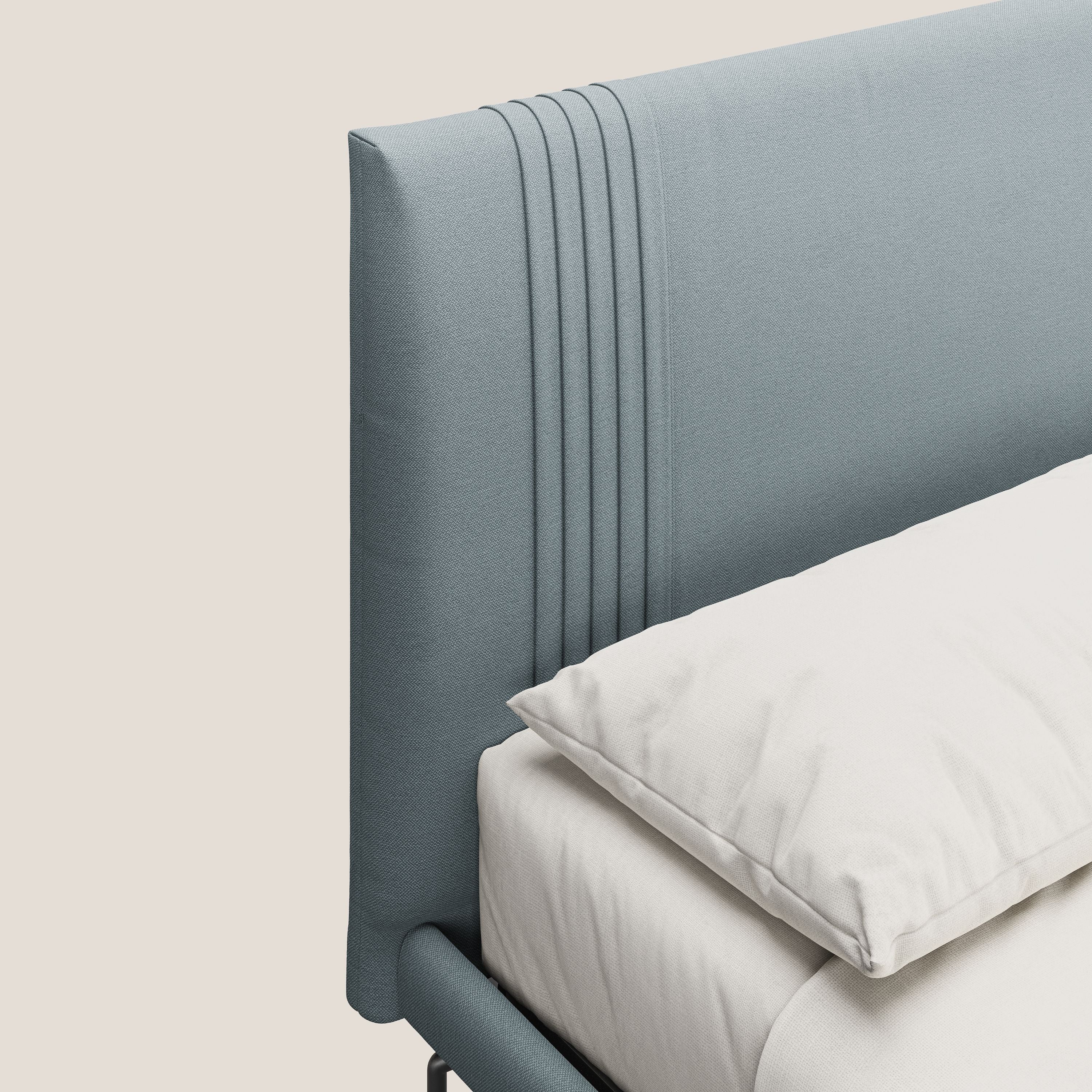 Finn lit rembourré avec pieds hauts en métal en tissu détachable T05 bleu gris - Image 6