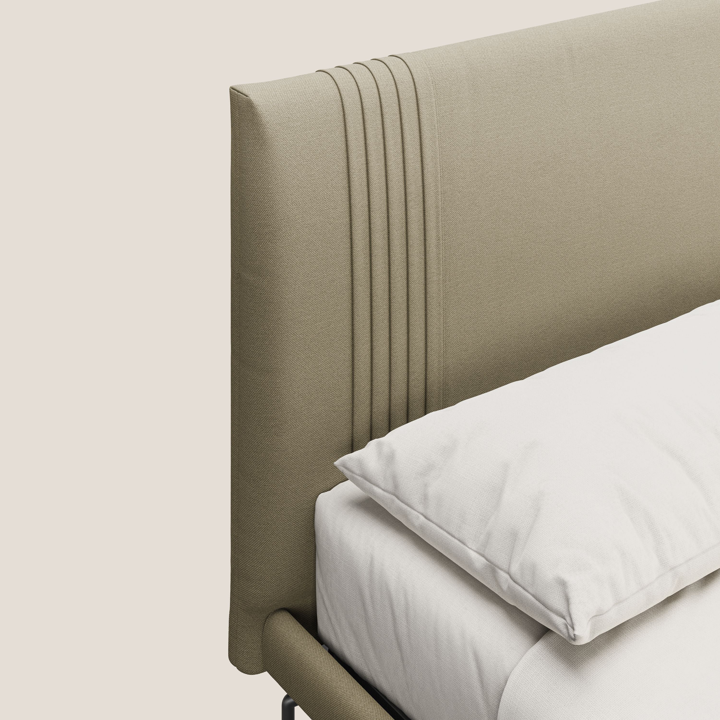 Finn lit rembourré avec pieds hauts en métal en tissu détachable T05 camel - Image 5