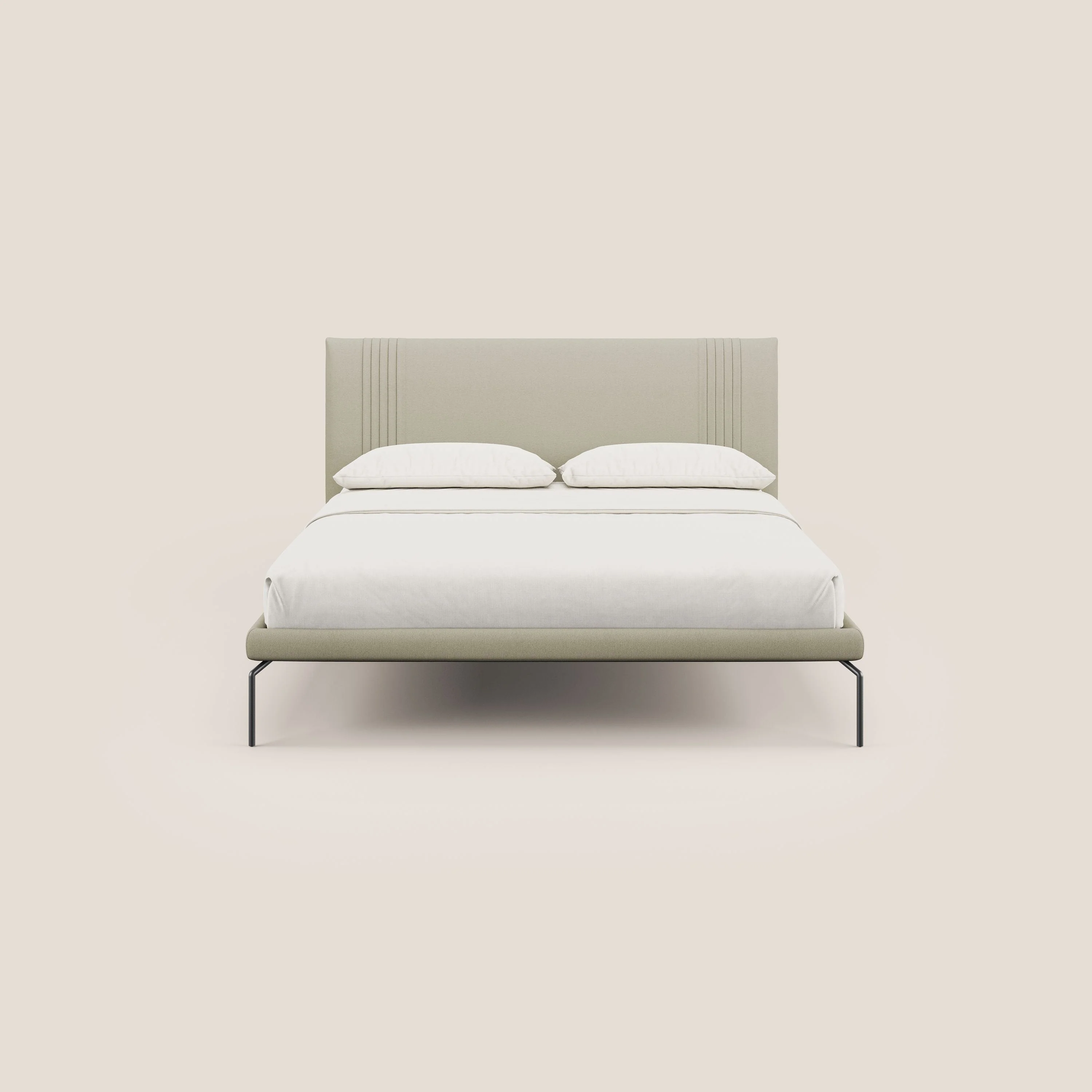 Finn lit rembourré avec pieds hauts en métal en tissu détachable T05 crème - Image 2