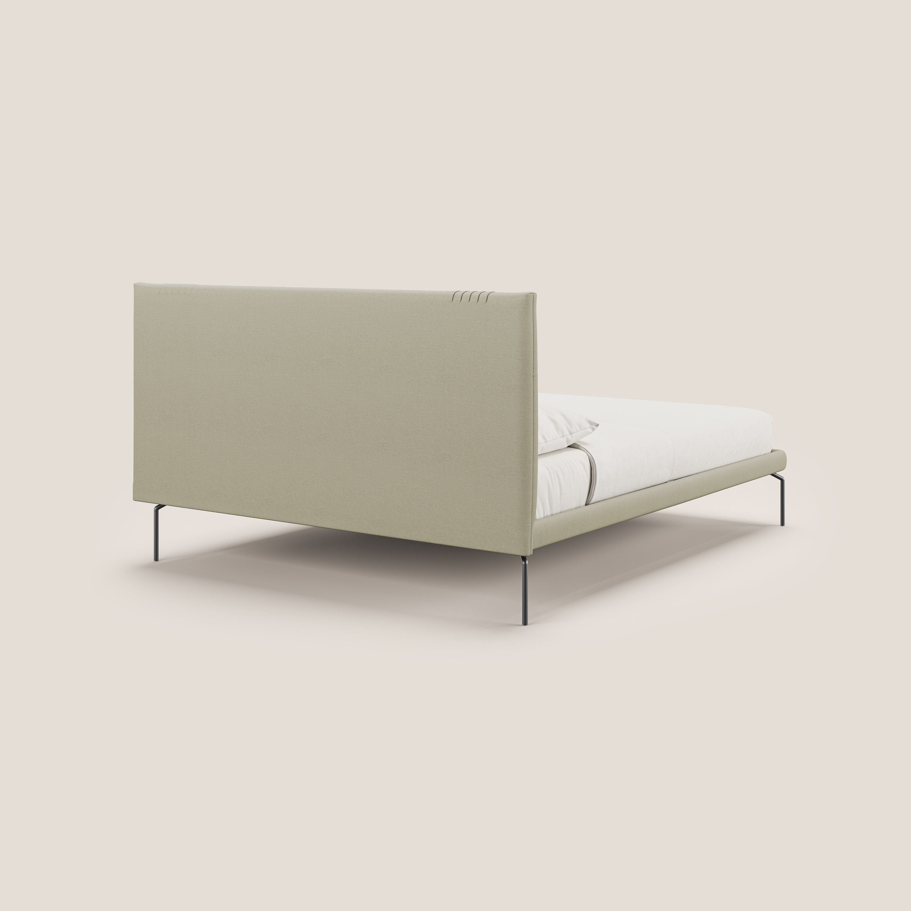 Finn lit rembourré avec pieds hauts en métal en tissu détachable T05 crème - Image 4
