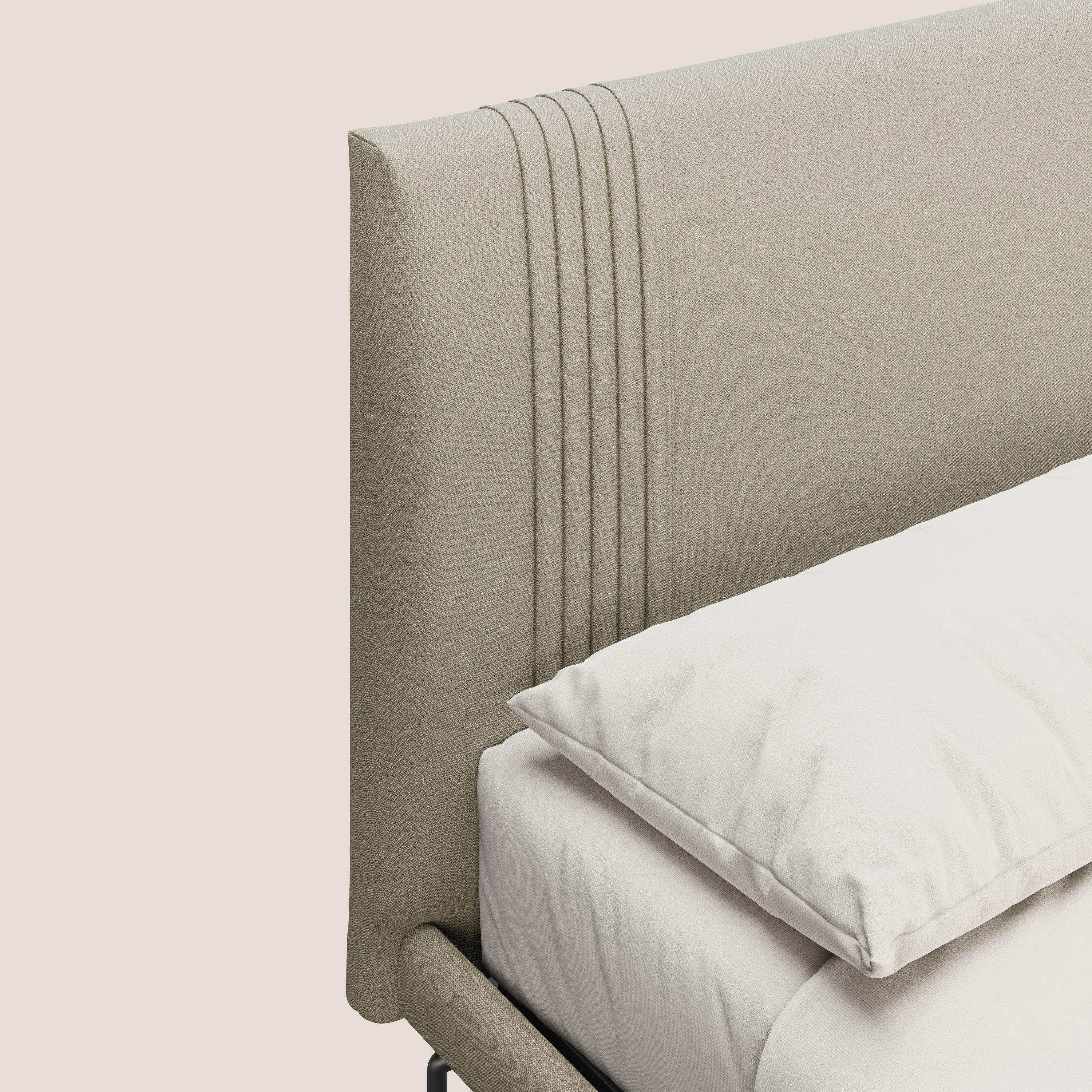 Finn lit rembourré avec pieds hauts en métal en tissu détachable T05 crème - Image 5