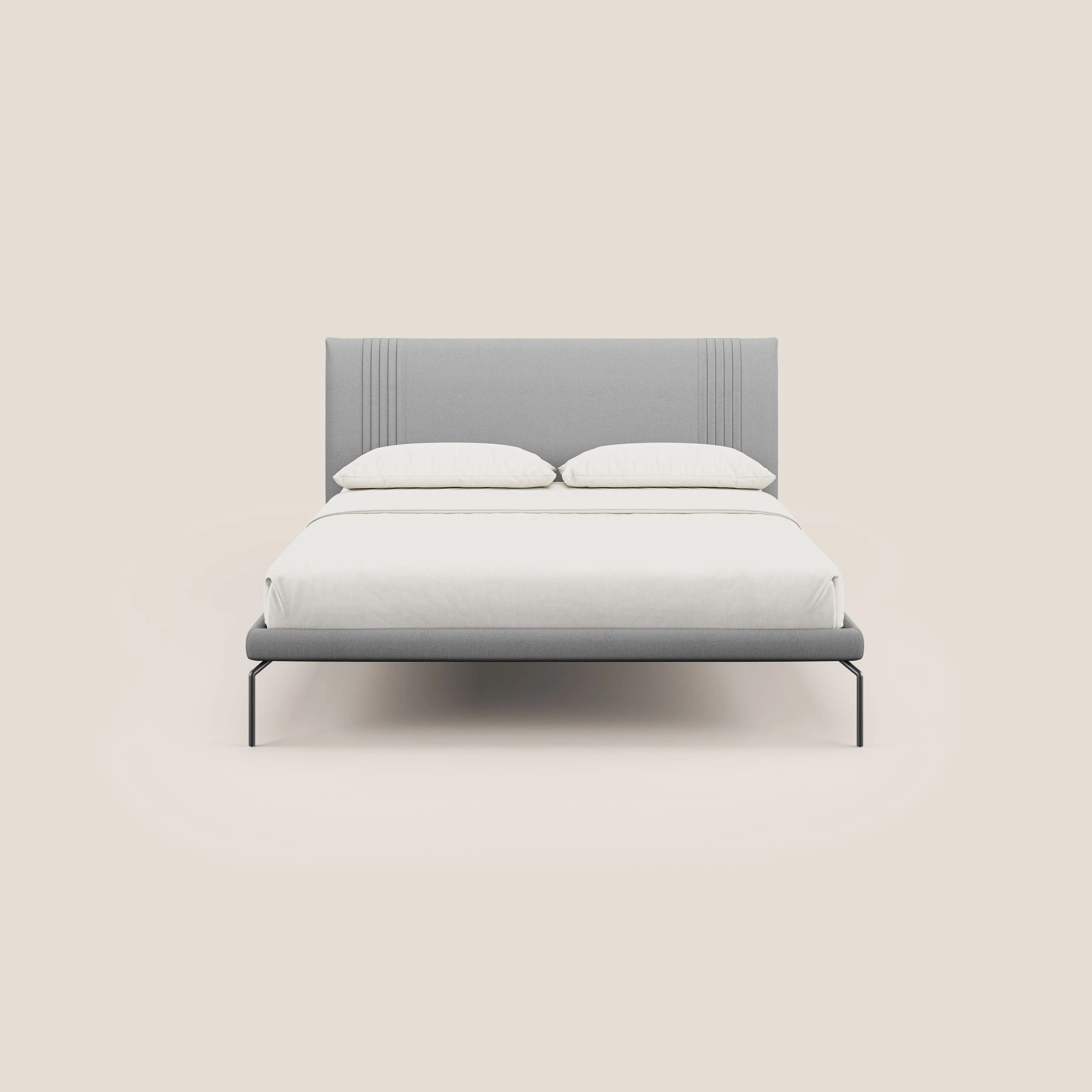 Finn lit rembourré avec pieds hauts en métal en tissu détachable T05 gris - Image 2