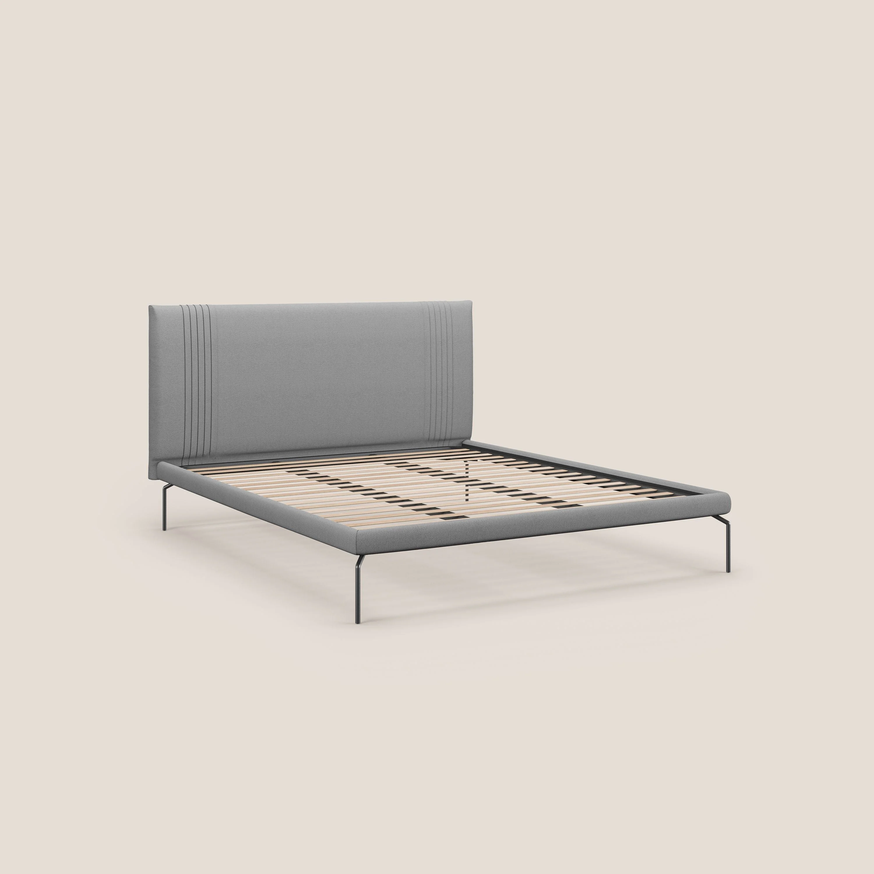 Finn lit rembourré avec pieds hauts en métal en tissu détachable T05 gris - Image 7