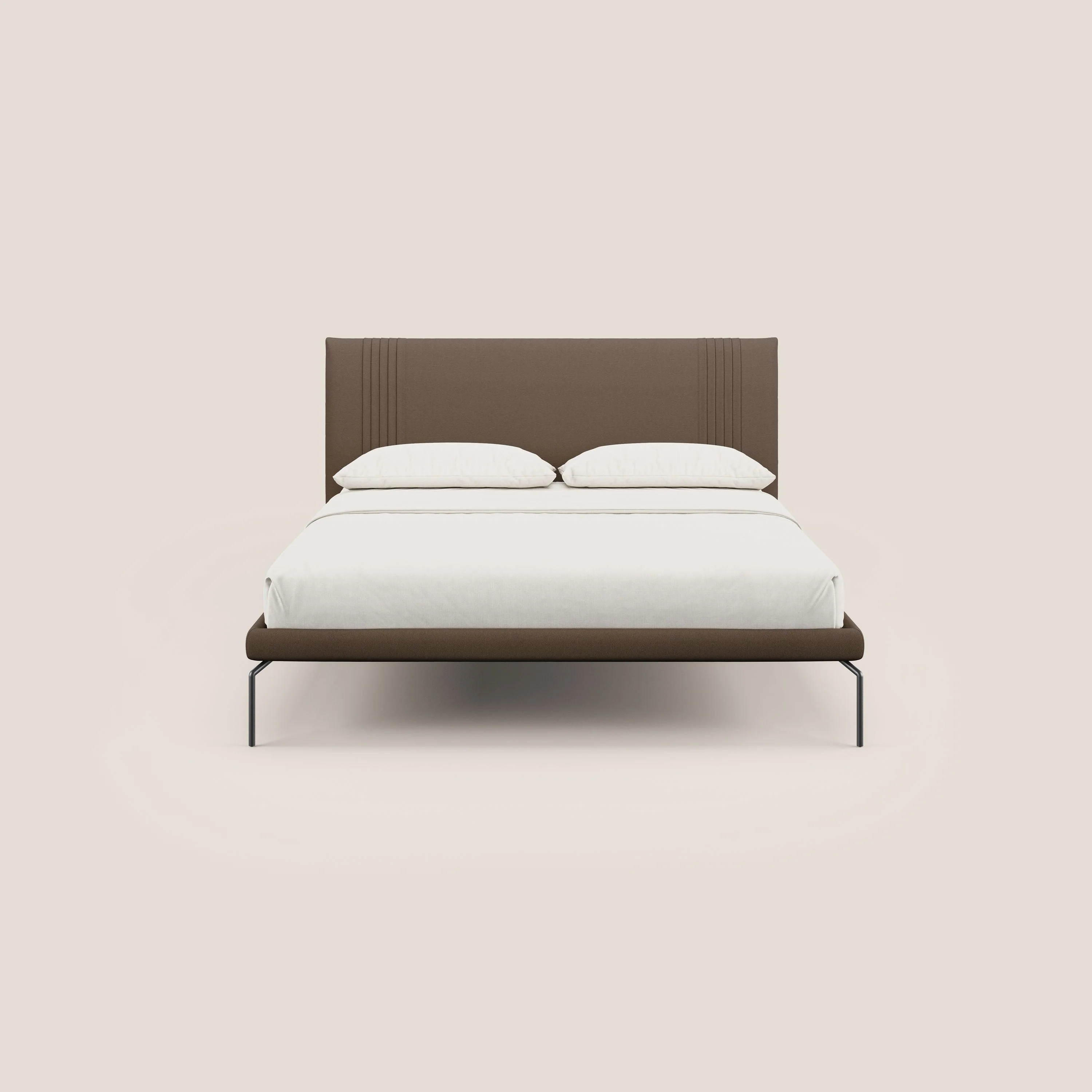 Finn lit rembourré avec pieds hauts en métal en tissu détachable T05 marron - Image 2