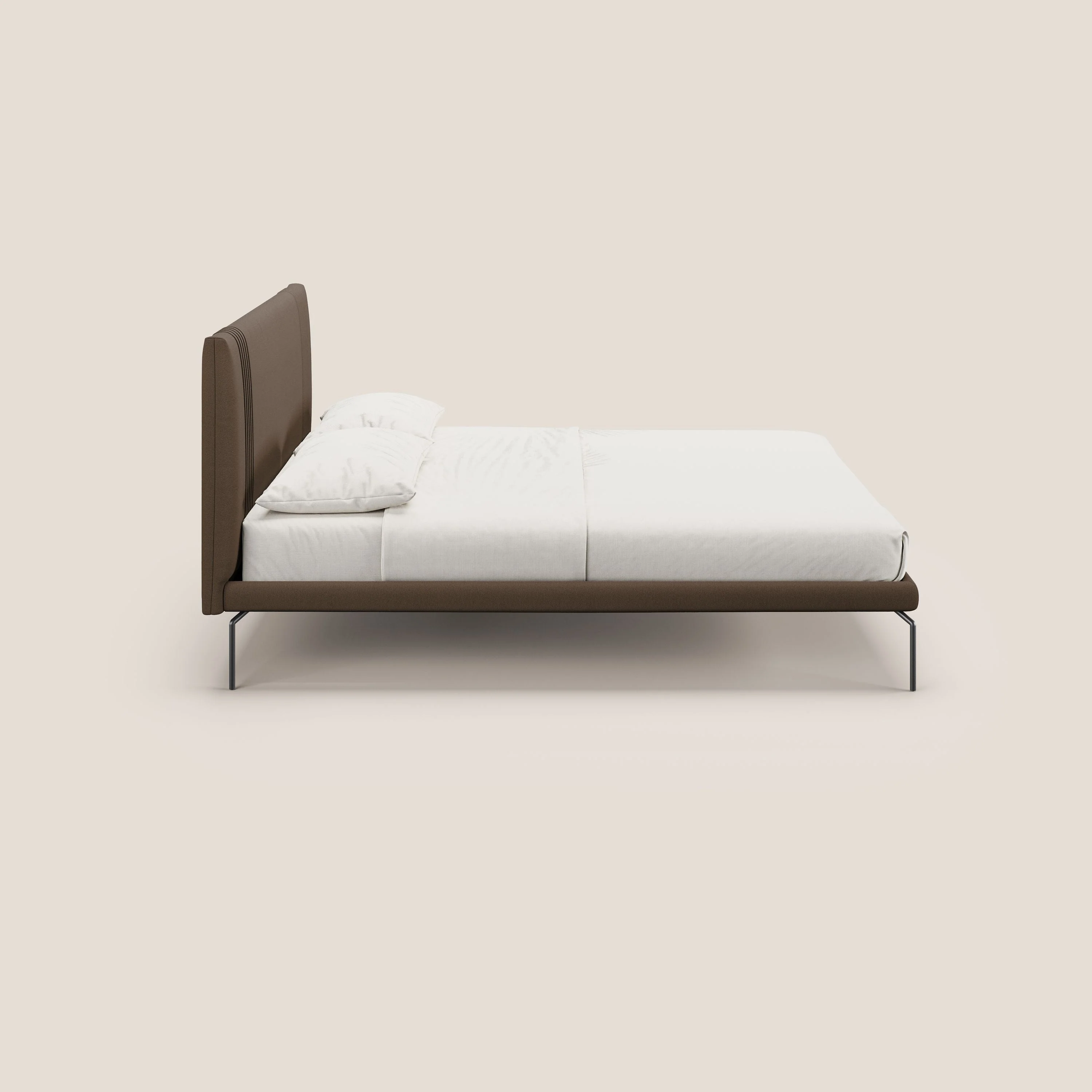 Finn lit rembourré avec pieds hauts en métal en tissu détachable T05 marron - Image 3