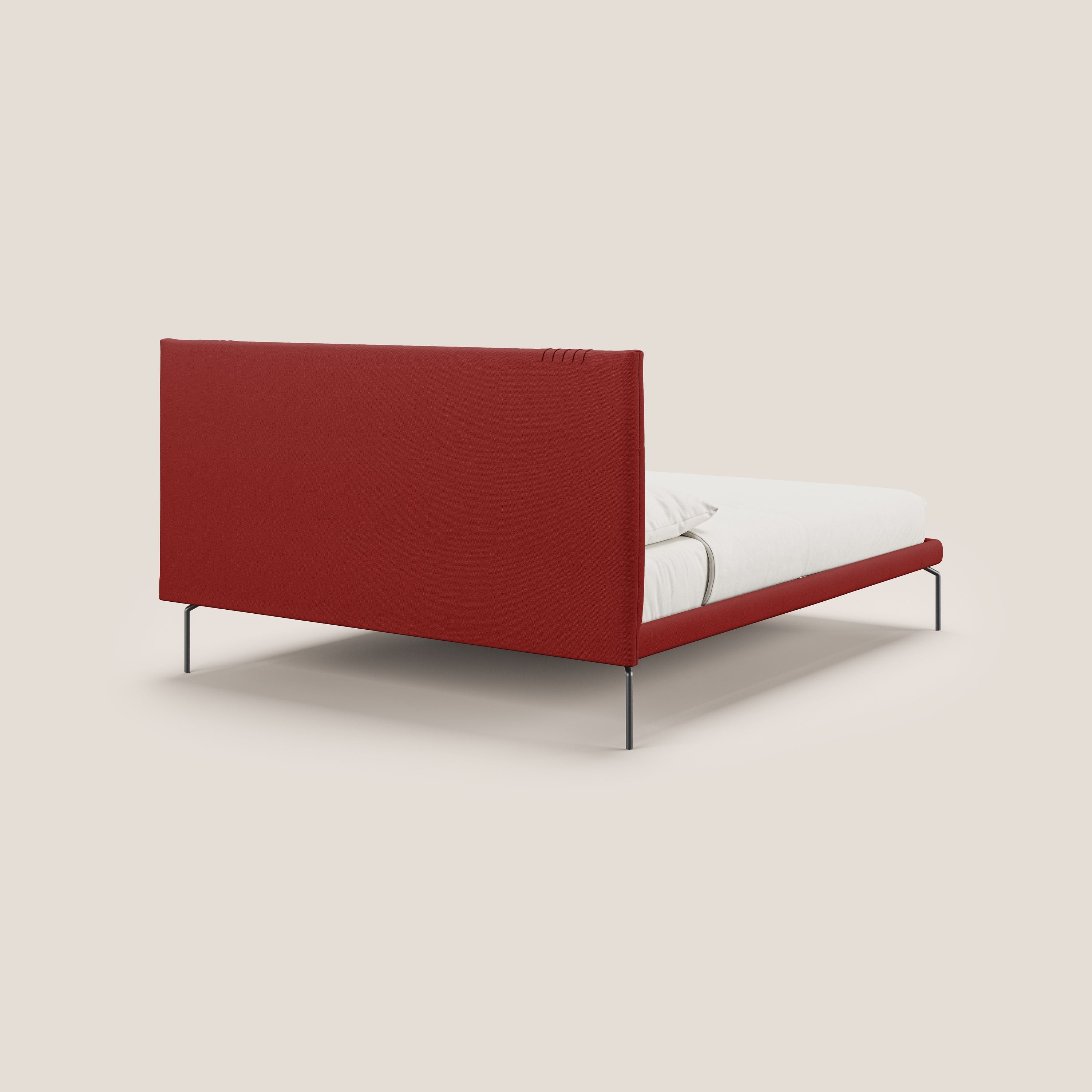 Finn lit rembourré avec pieds hauts en métal en tissu détachable T05 rouge - Image 4