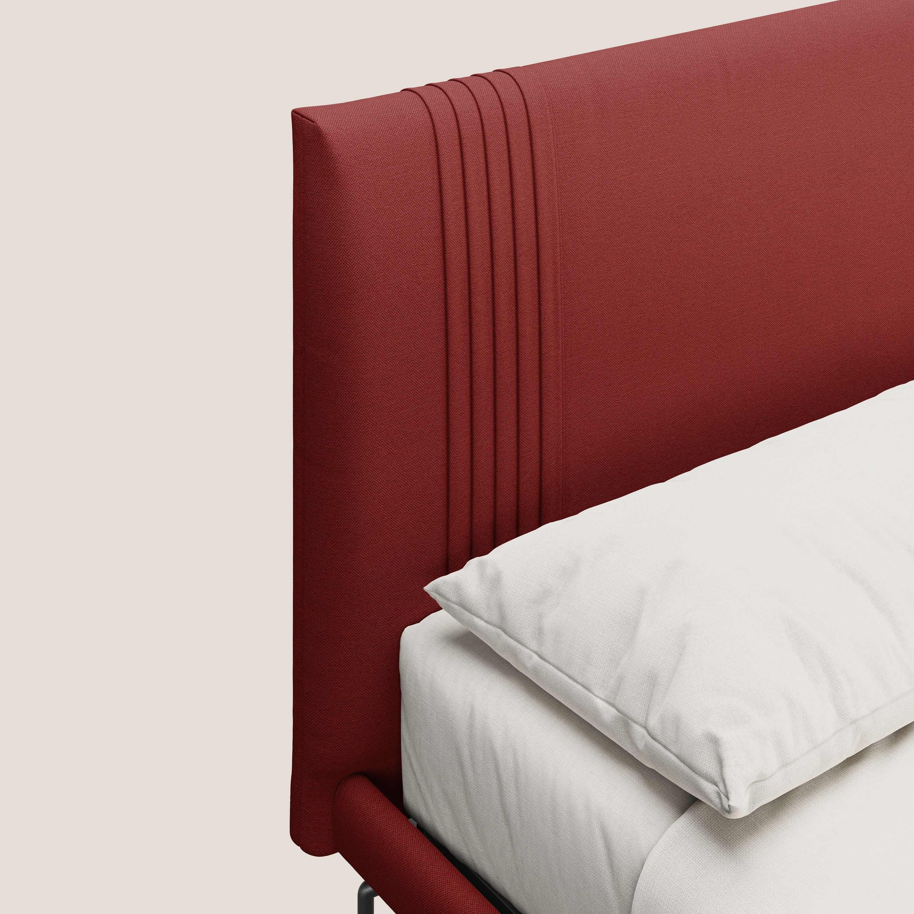 Finn lit rembourré avec pieds hauts en métal en tissu détachable T05 rouge - Image 5