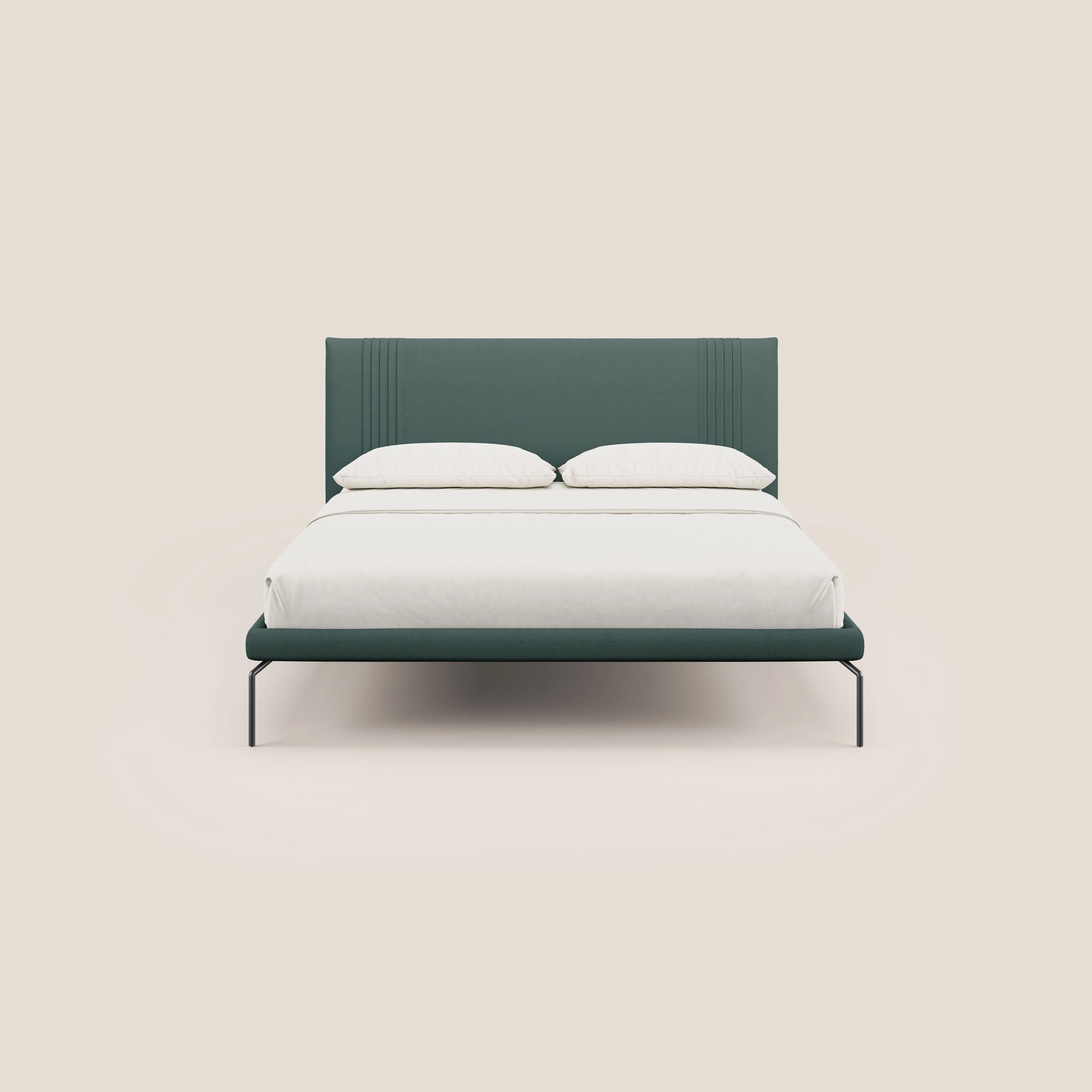Finn lit rembourré avec pieds hauts en métal en tissu détachable T05 vert - Image 2