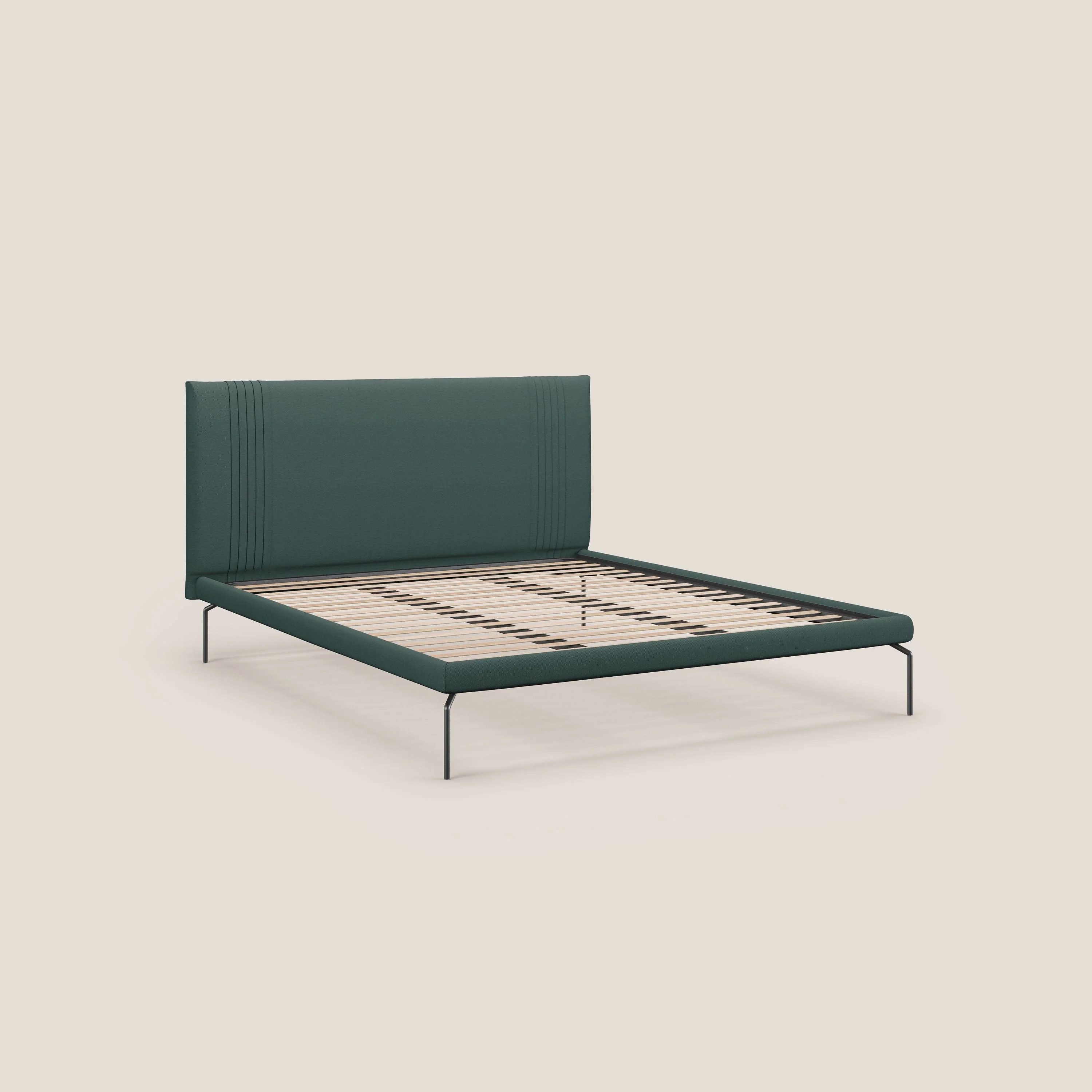 Finn lit rembourré avec pieds hauts en métal en tissu détachable T05 vert - Image 7