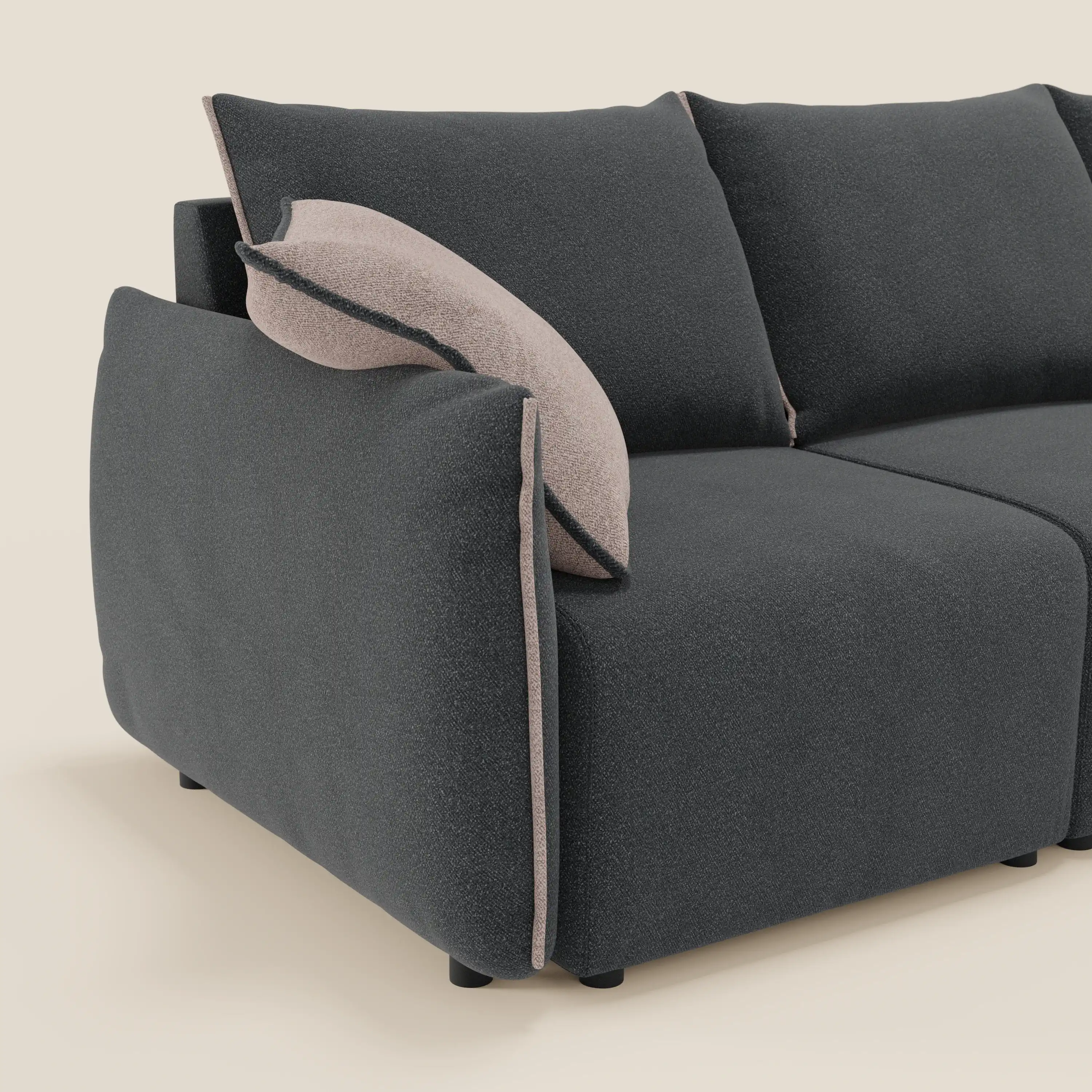 Flexar Canapé d'angle réversible avec assises coulissantes en bouclette douce imperméable T07 - Image 4