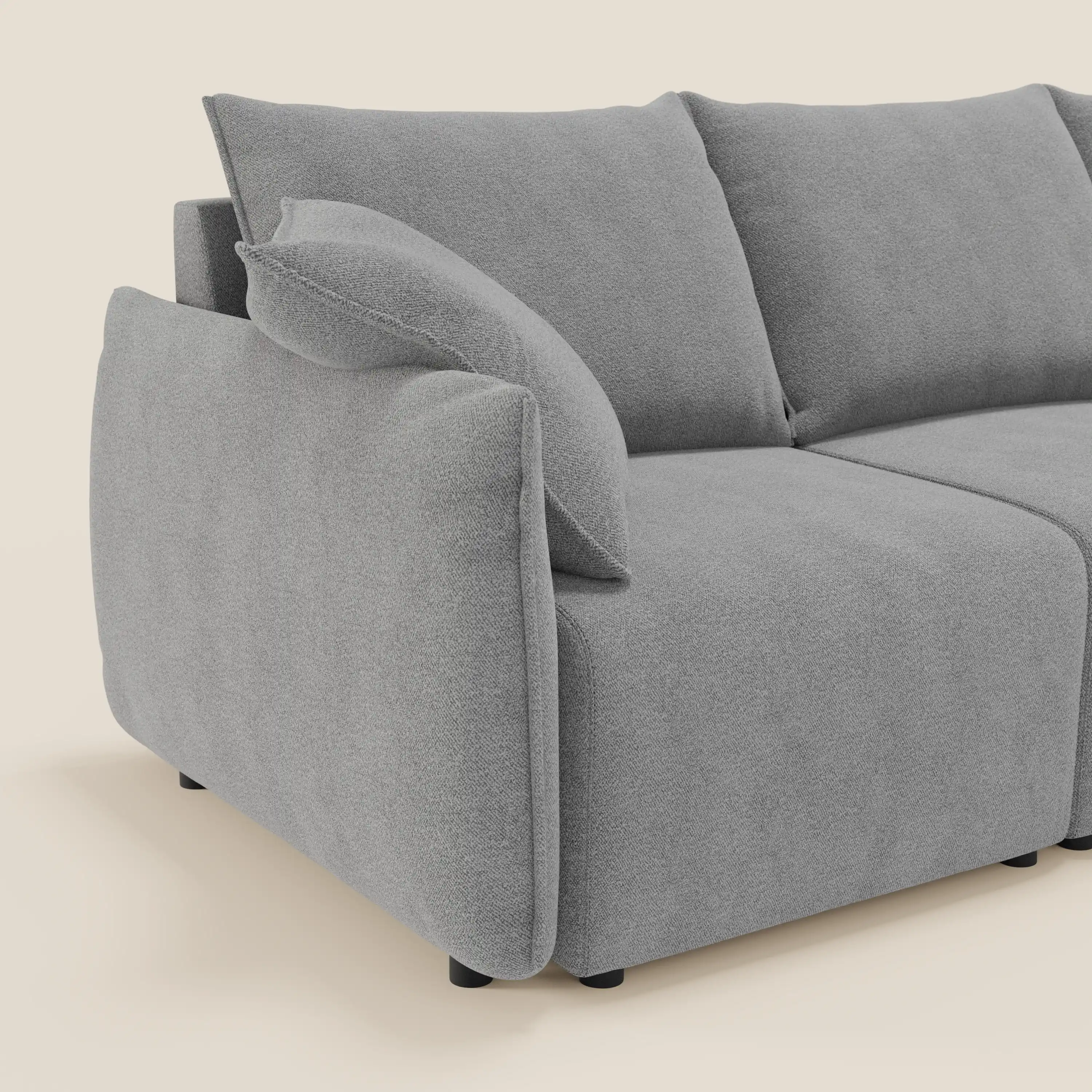Flexar Canapé d'angle réversible avec assises coulissantes en bouclette douce imperméable T07 - Image 4