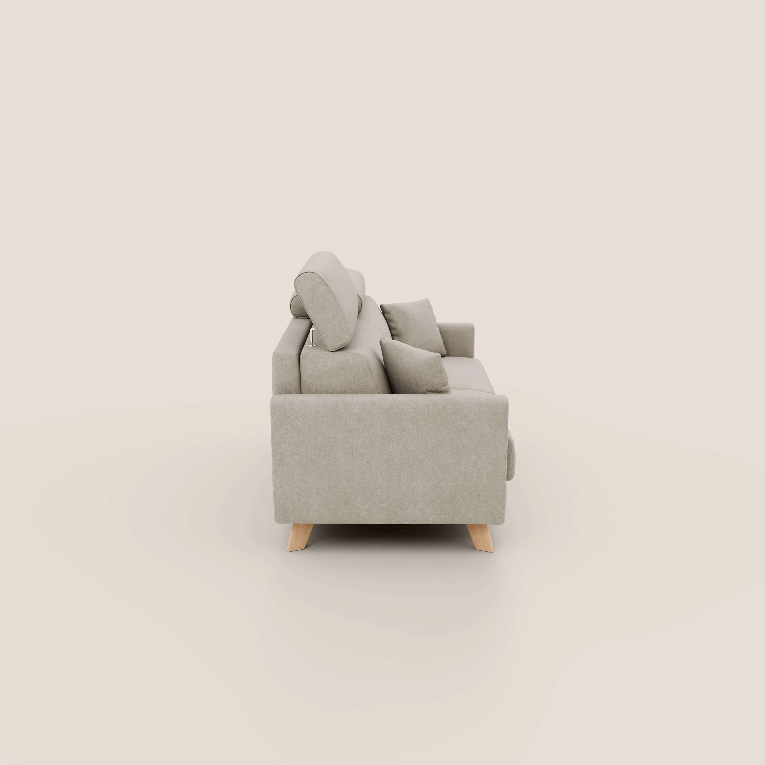 Francy canapé convertible avec têtières réglables en tissu détachable T17 crème - Image 5