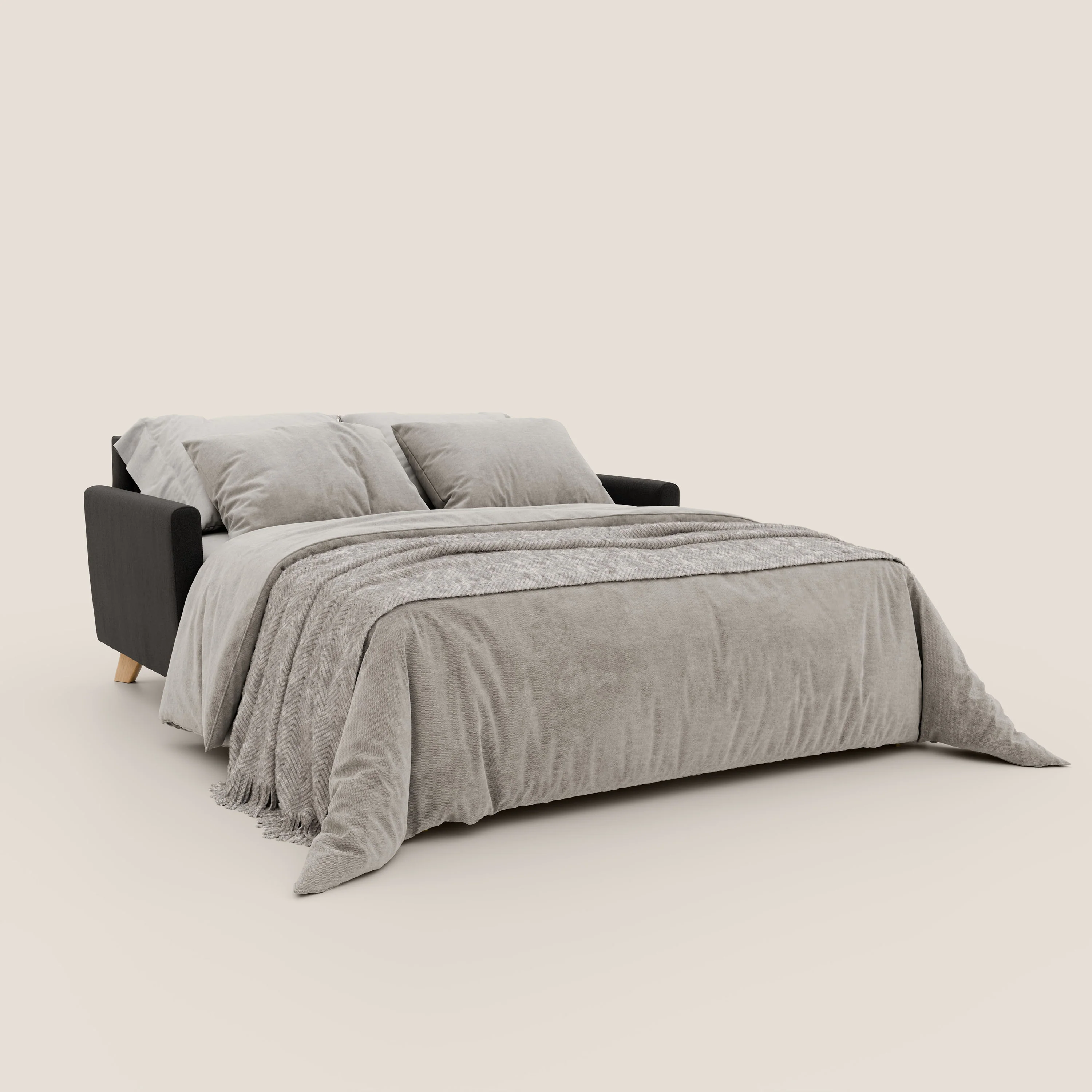 Francy canapé convertible avec têtières réglables en tissu détachable T17 noir - Image 2