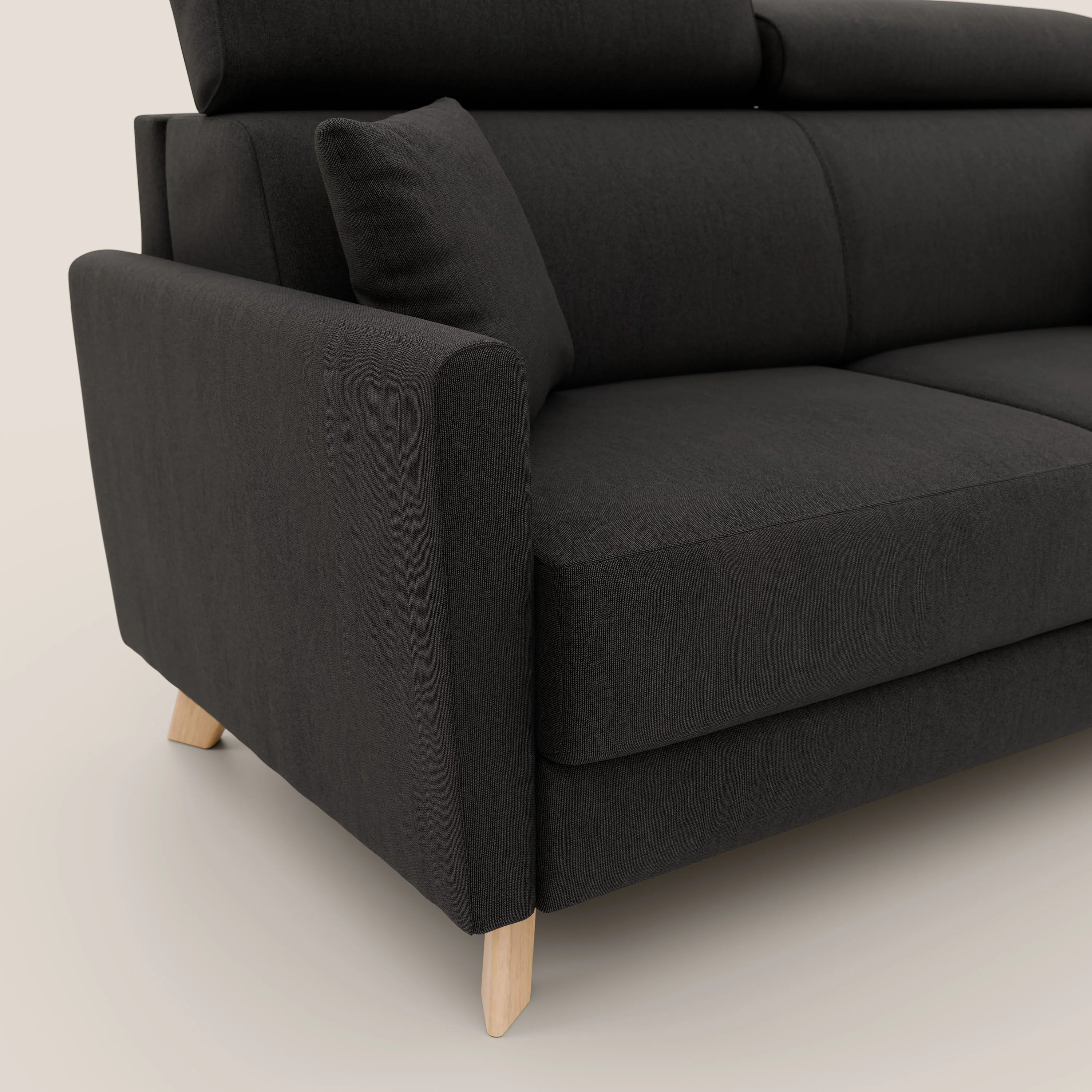 Francy canapé convertible avec têtières réglables en tissu détachable T17 noir - Image 6