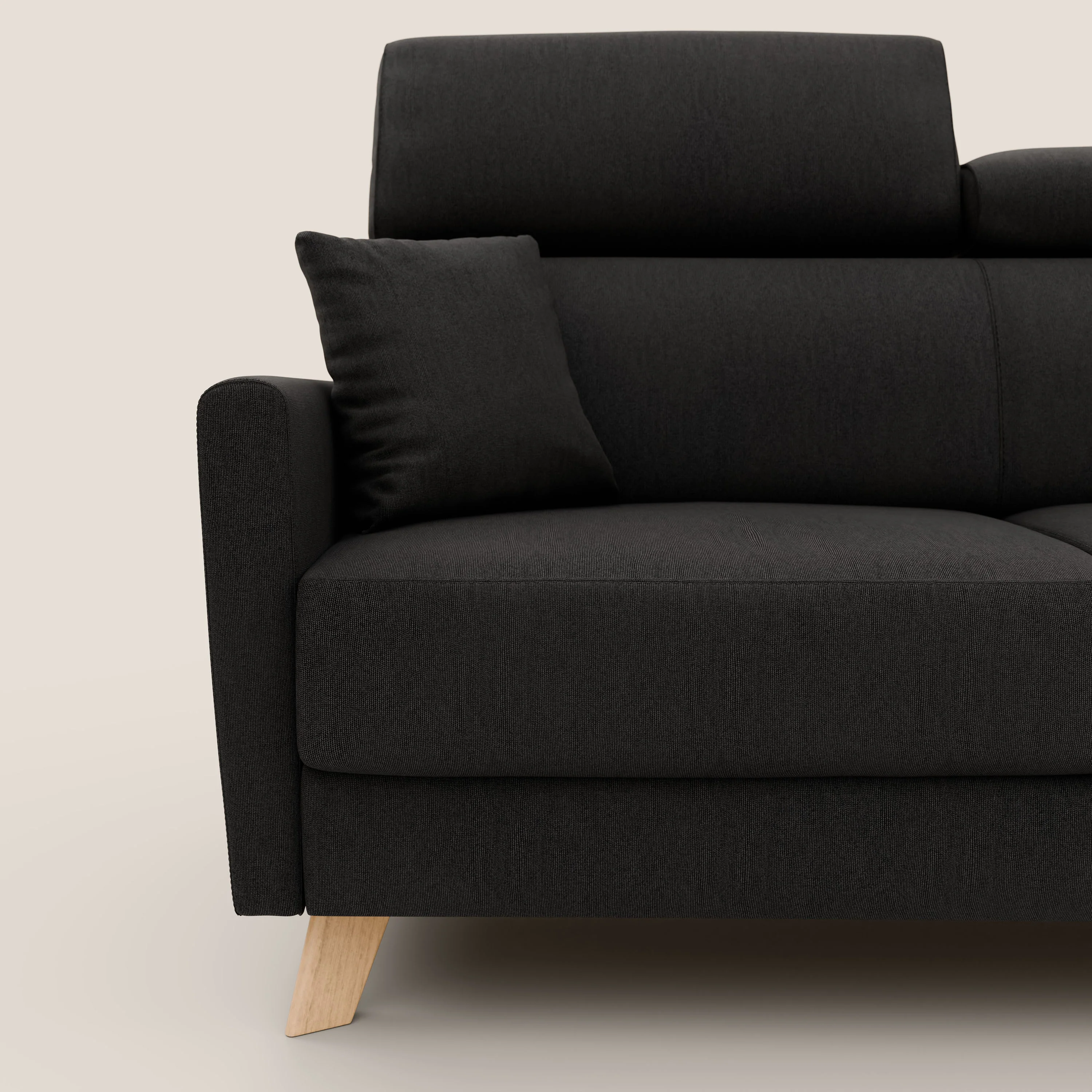 Francy canapé convertible avec têtières réglables en tissu détachable T17 noir - Image 7
