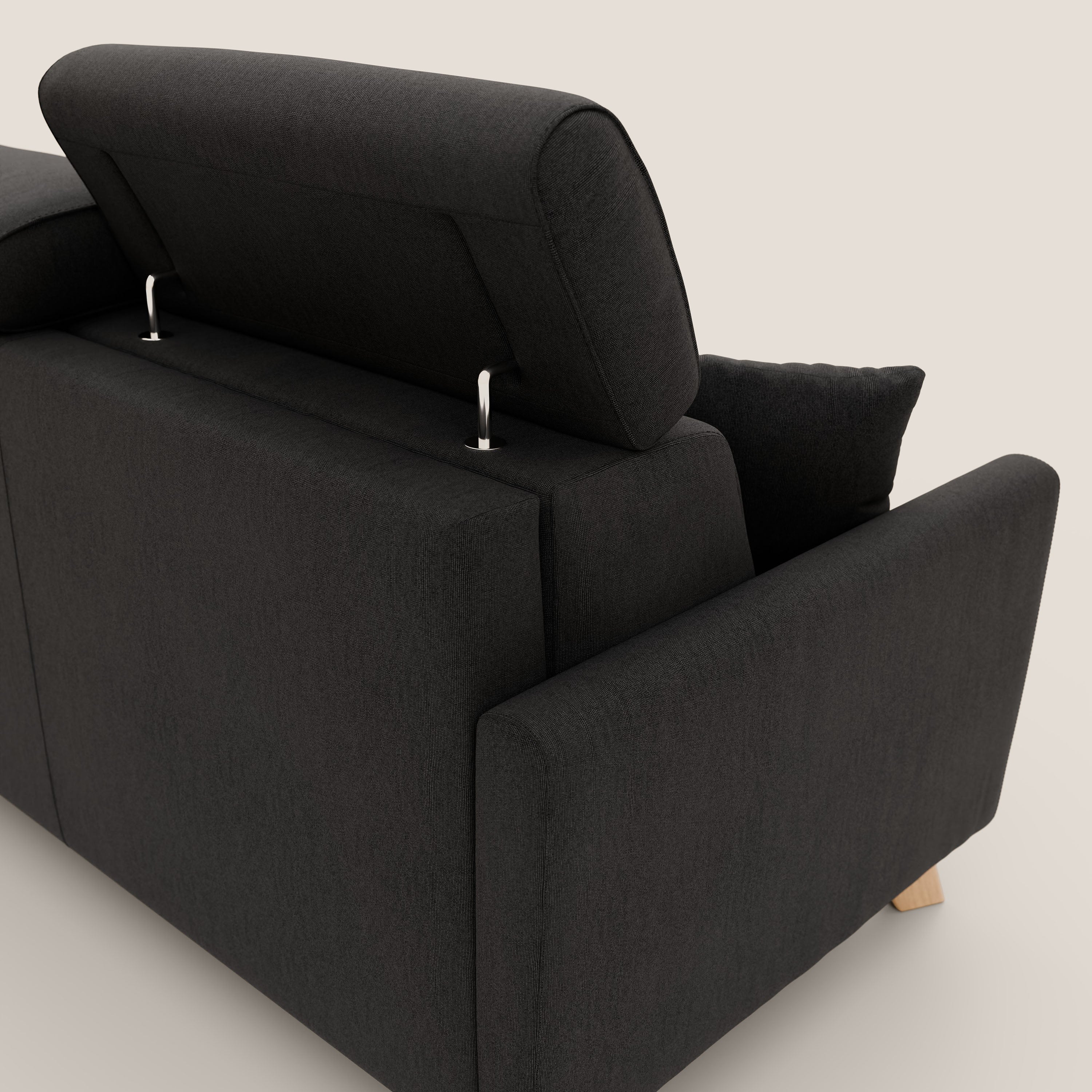 Francy canapé convertible avec têtières réglables en tissu détachable T17 noir - Image 8