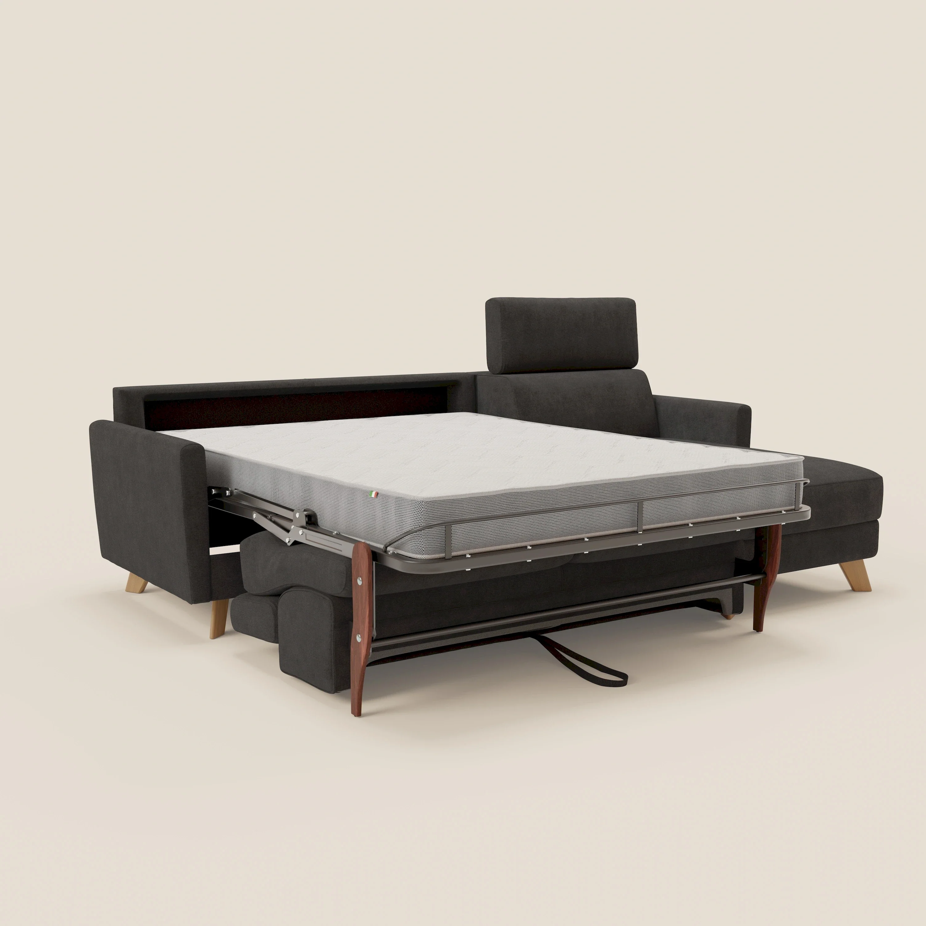 Francy  canapé d'angle convertible déhoussable - méridienne avec coffre et têtières inclinables en tissu détachable T17 anthracite - Image 11