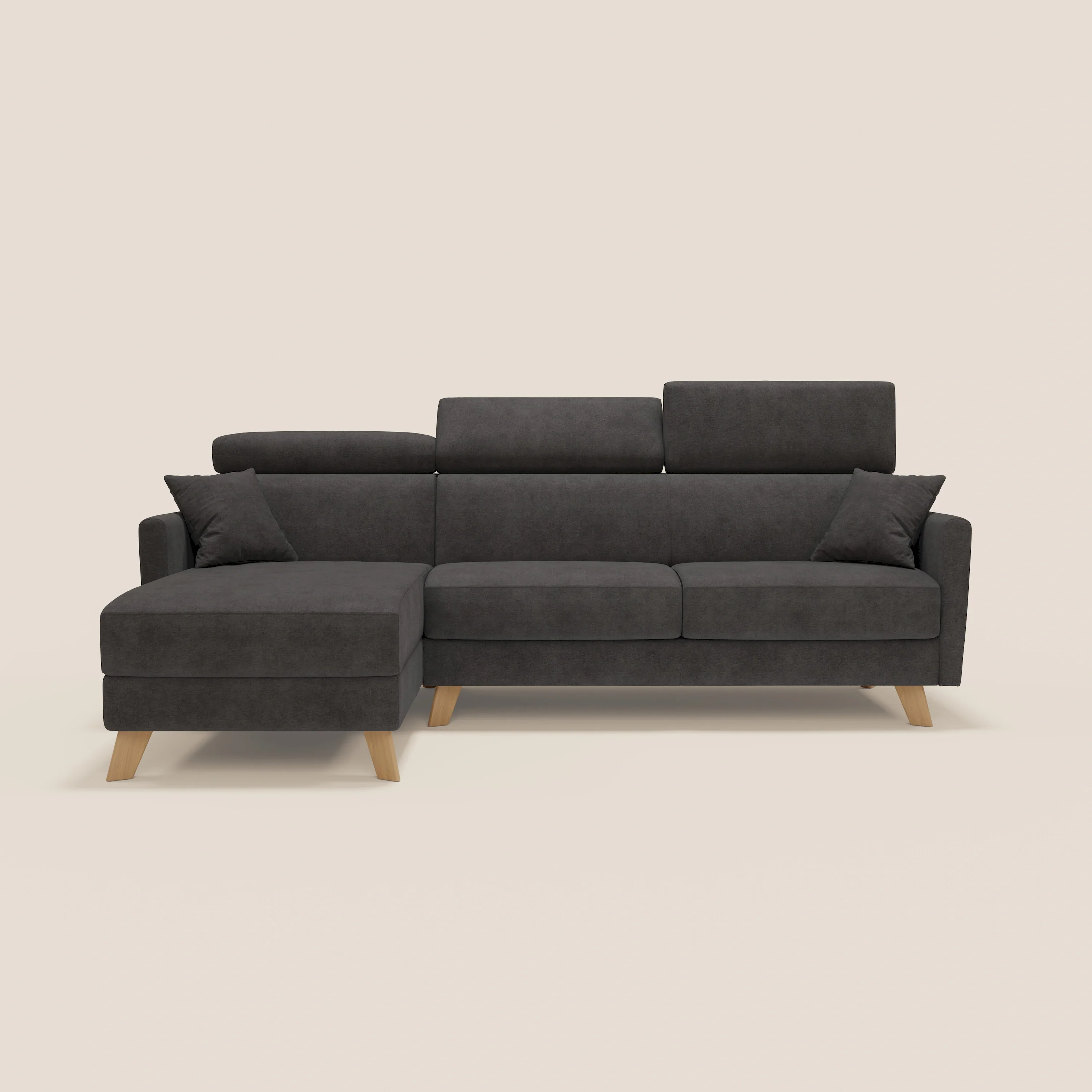 Francy  canapé d'angle convertible déhoussable - méridienne avec coffre et têtières inclinables en tissu détachable T17 anthracite - Image 12