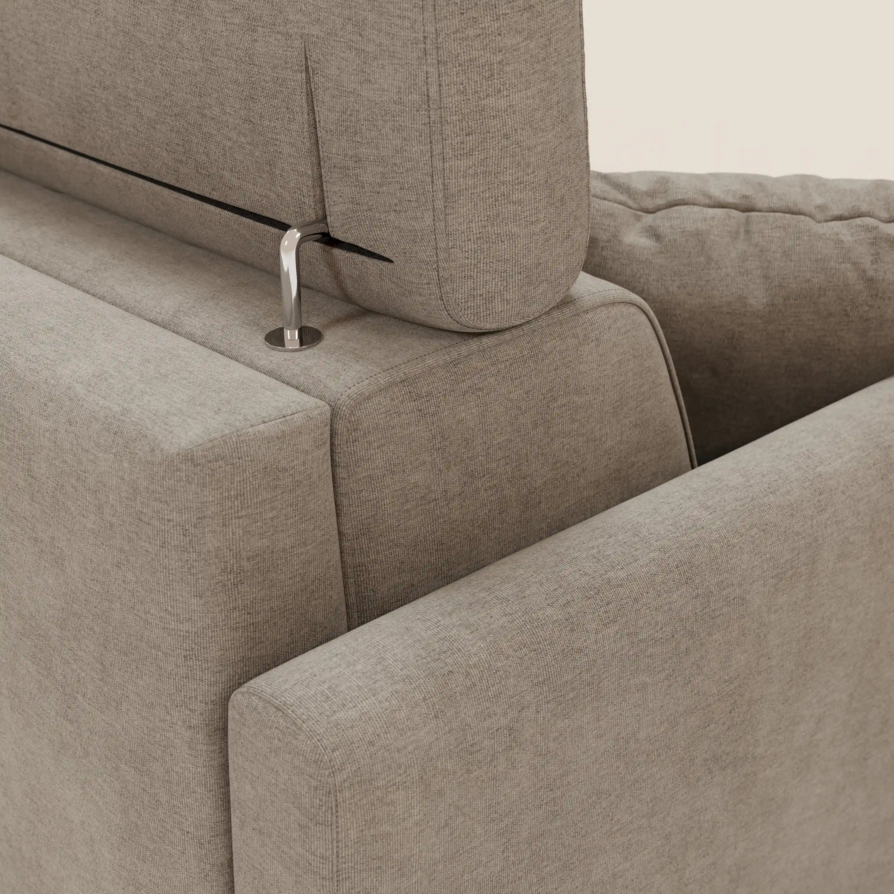Francy canapé d'angle convertible déhoussable - méridienne avec coffre et têtières inclinables en tissu détachable T17 beige - Image 8
