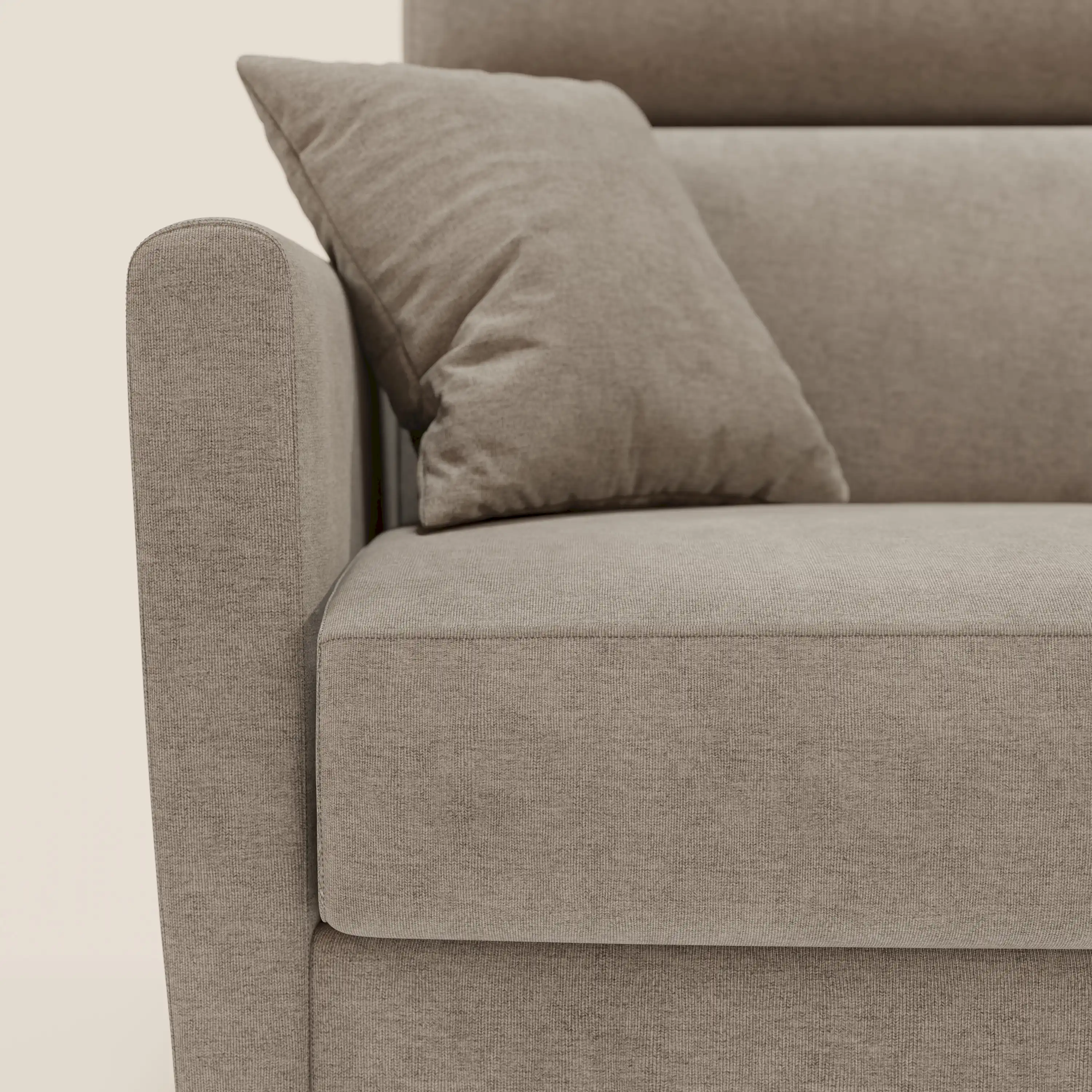 Francy canapé d'angle convertible déhoussable - méridienne avec coffre et têtières inclinables en tissu détachable T17 beige - Image 9