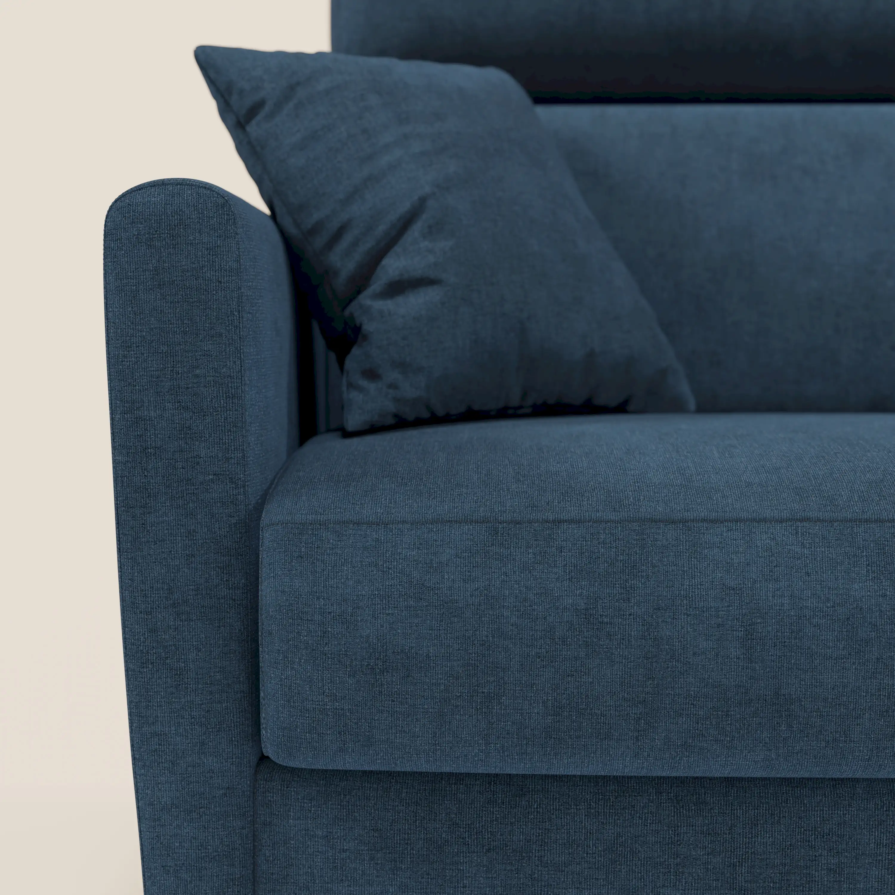Francy canapé d'angle convertible déhoussable - méridienne avec coffre et têtières inclinables en tissu détachable T17 bleu - Image 9