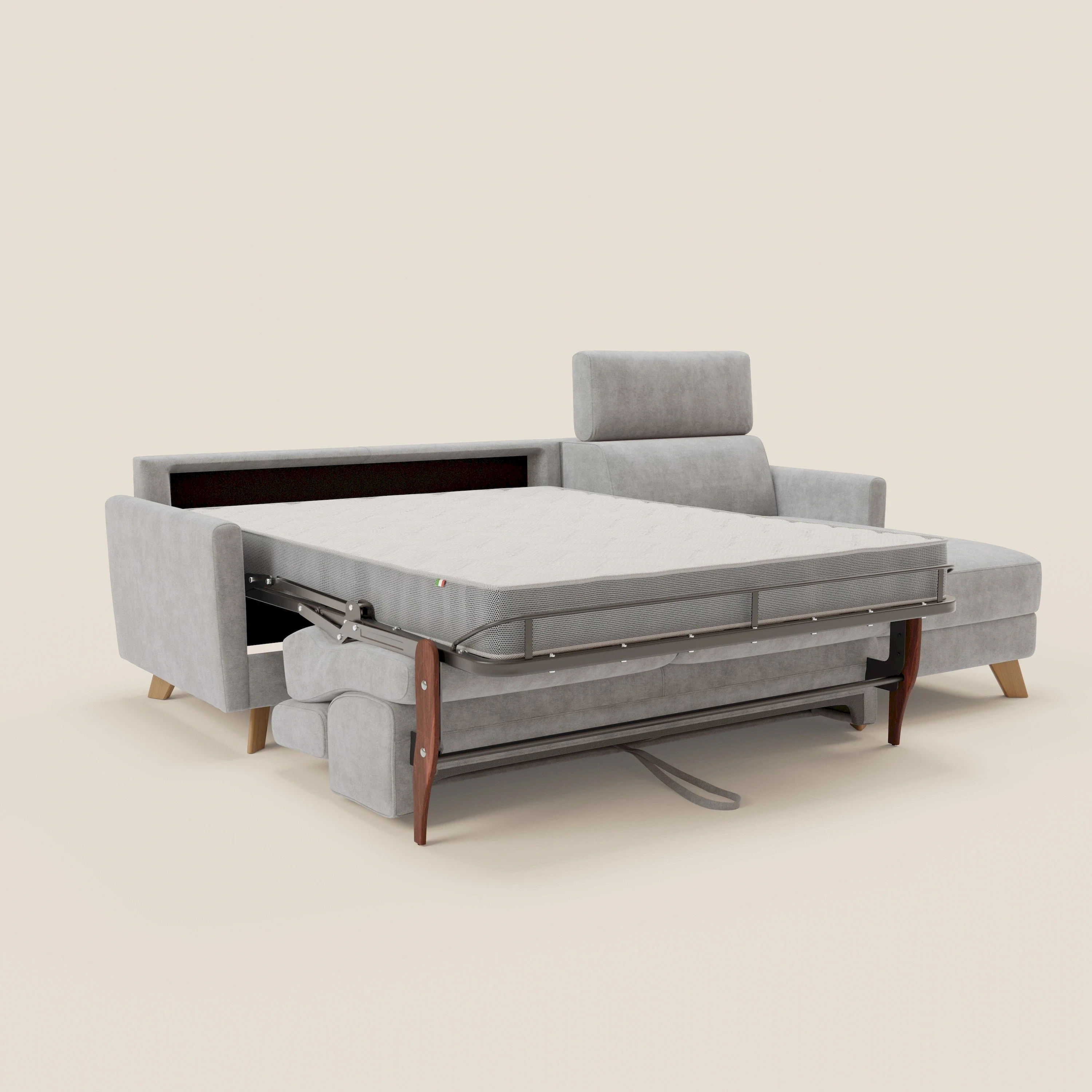 Francy canapé d'angle convertible déhoussable - méridienne avec coffre et têtières inclinables en tissu détachable T17 gris - Image 11