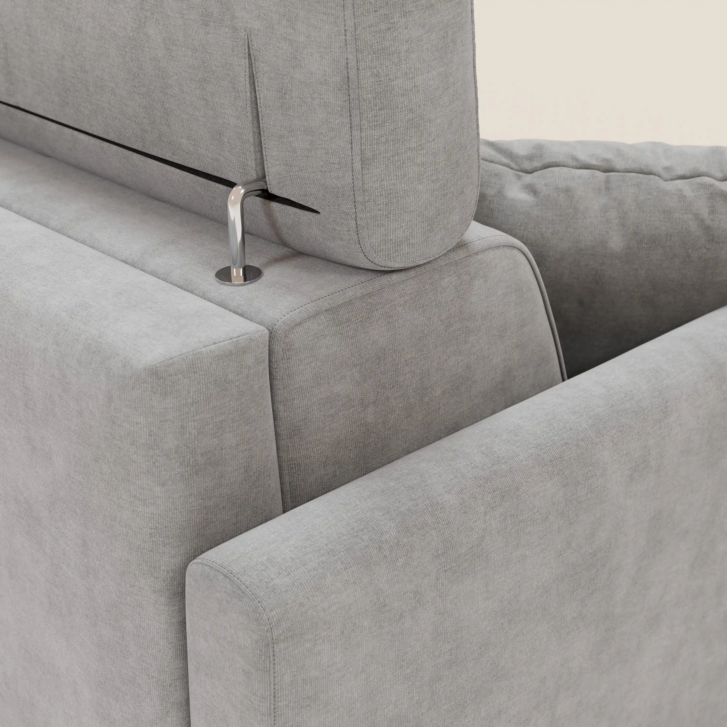Francy canapé d'angle convertible déhoussable - méridienne avec coffre et têtières inclinables en tissu détachable T17 gris - Image 8