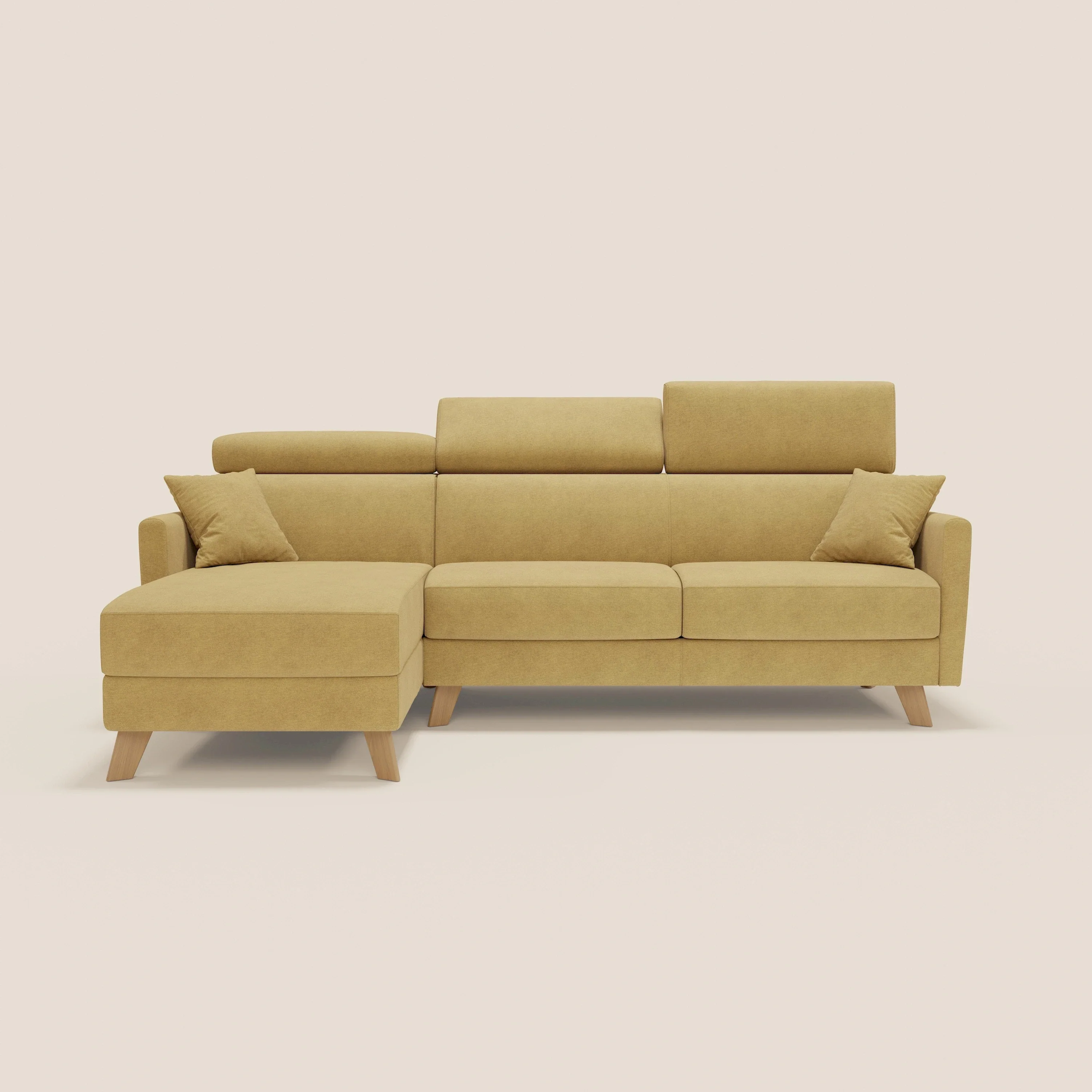 Francy canapé d'angle convertible déhoussable - méridienne avec coffre et têtières inclinables en tissu détachable T17 jaune - Image 12