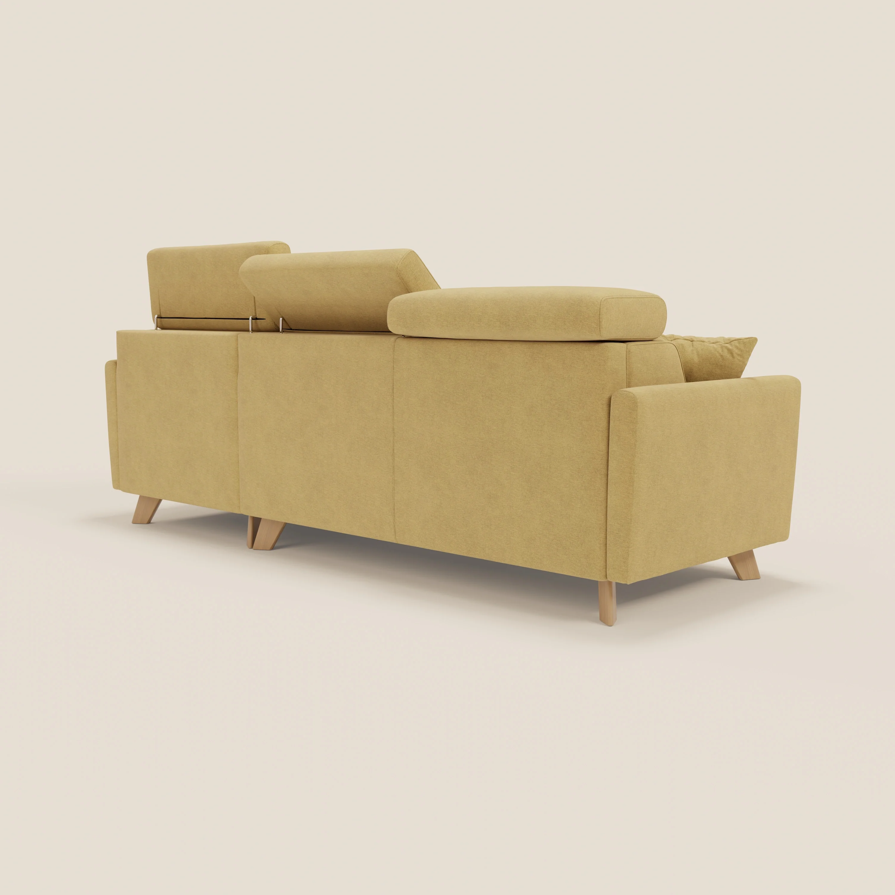 Francy canapé d'angle convertible déhoussable - méridienne avec coffre et têtières inclinables en tissu détachable T17 jaune - Image 5