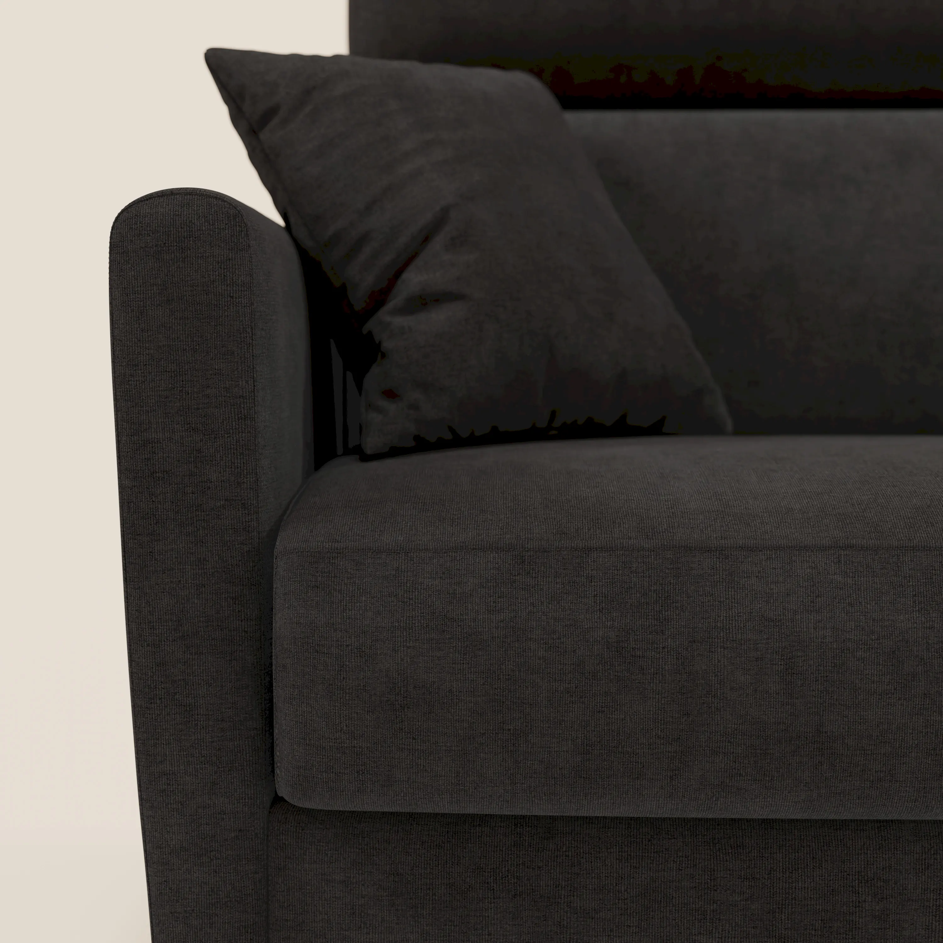 Francy canapé d'angle convertible déhoussable - méridienne avec coffre et têtières inclinables en tissu détachable T17 noir - Image 9