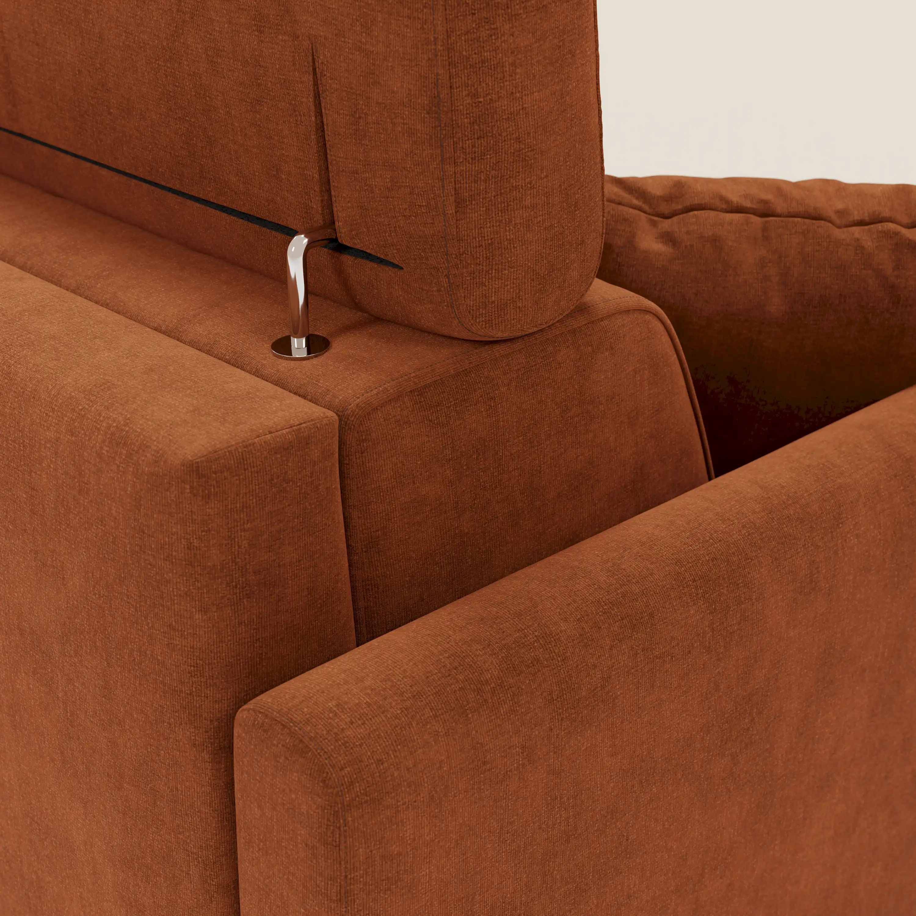 Francy canapé d'angle convertible déhoussable - méridienne avec coffre et têtières inclinables en tissu détachable T17 orange - Image 8