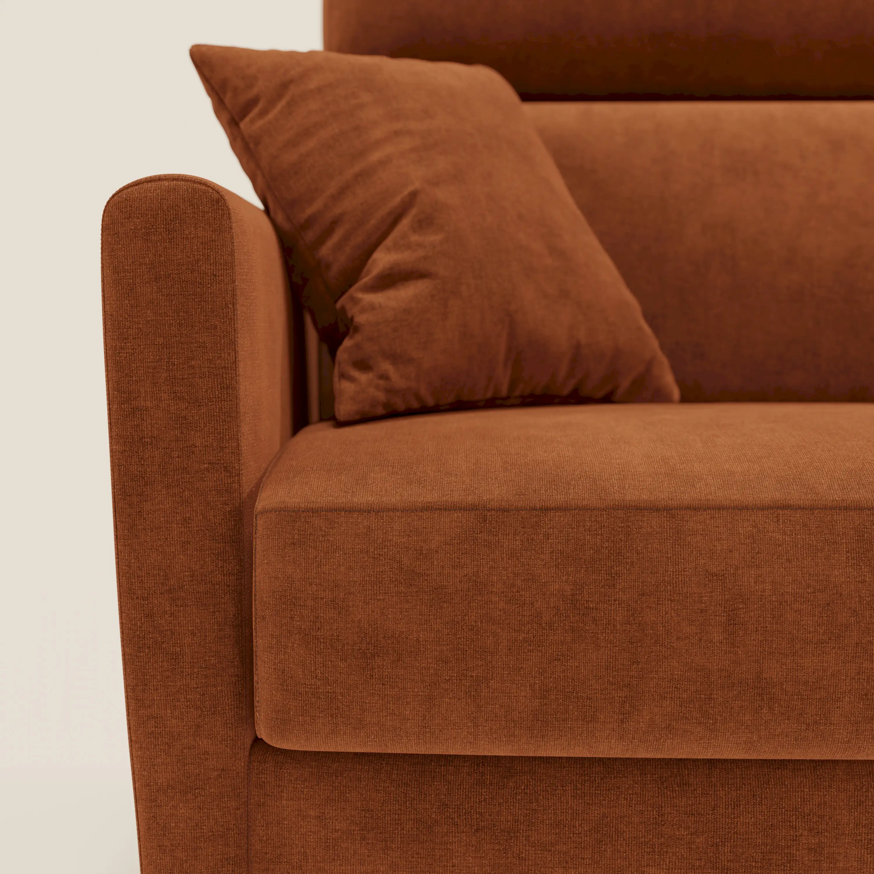 Francy canapé d'angle convertible déhoussable - méridienne avec coffre et têtières inclinables en tissu détachable T17 orange - Image 9