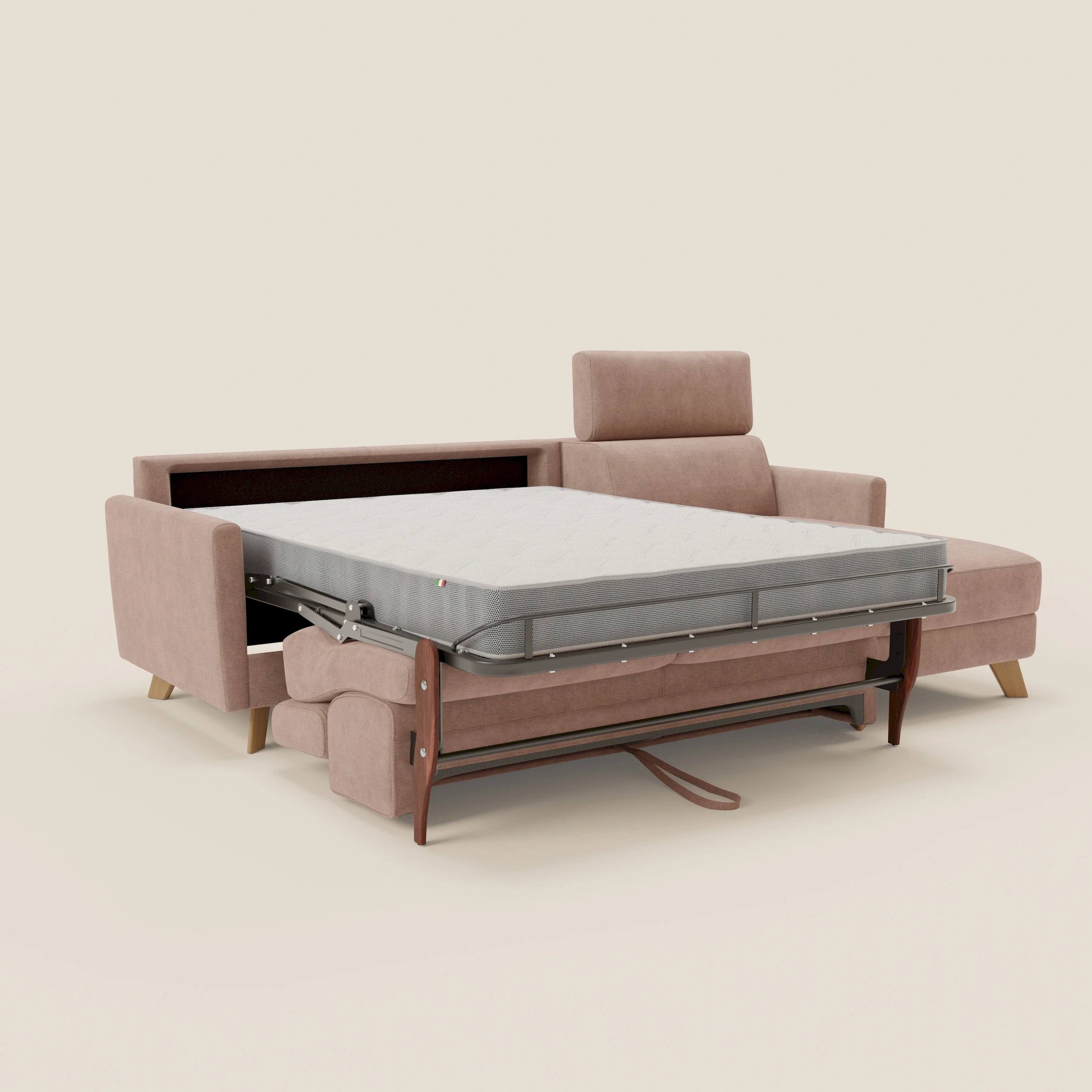 Francy canapé d'angle convertible déhoussable - méridienne avec coffre et têtières inclinables en tissu détachable T17 rose - Image 11