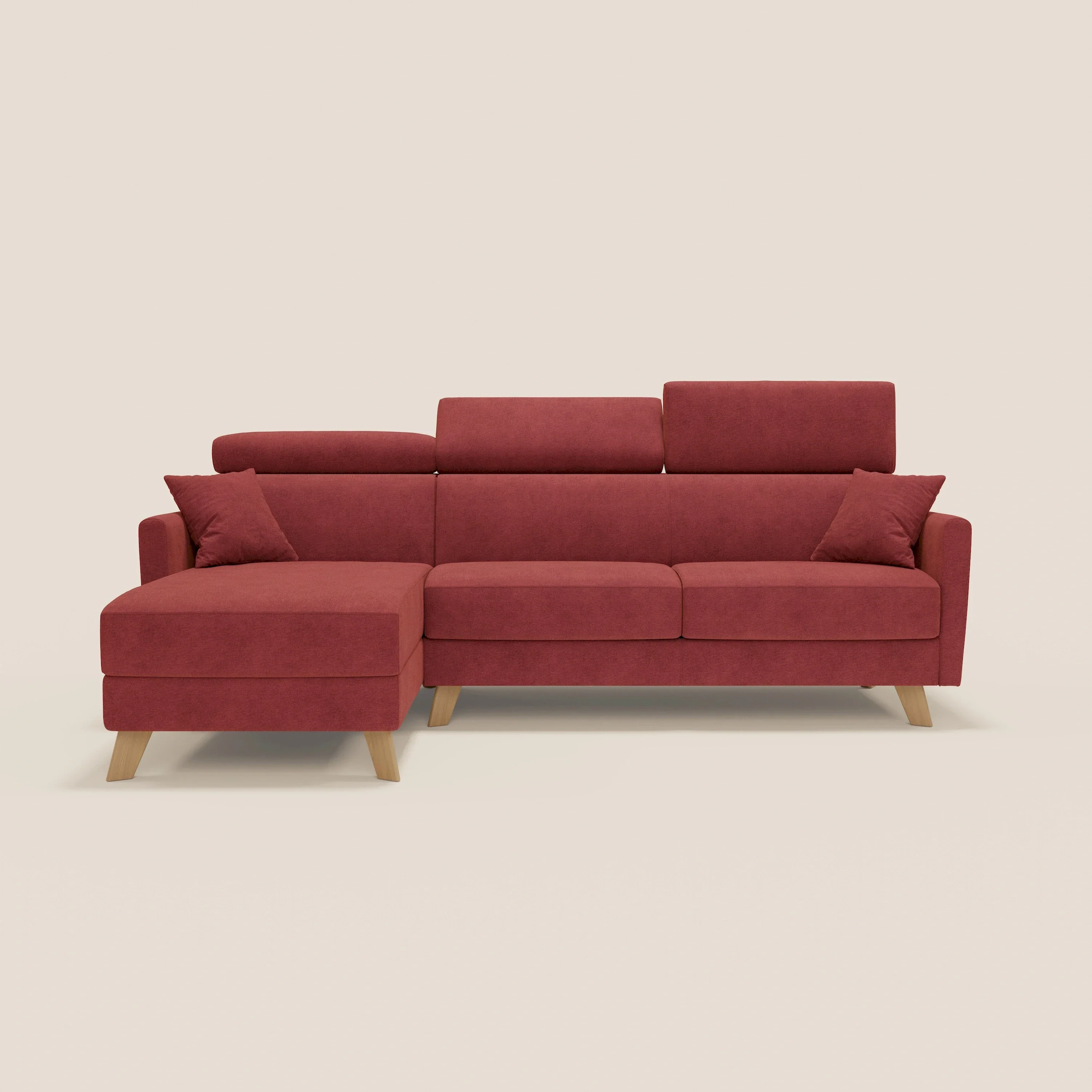 Francy canapé d'angle convertible déhoussable - méridienne avec coffre et têtières inclinables en tissu détachable T17 rouge - Image 12
