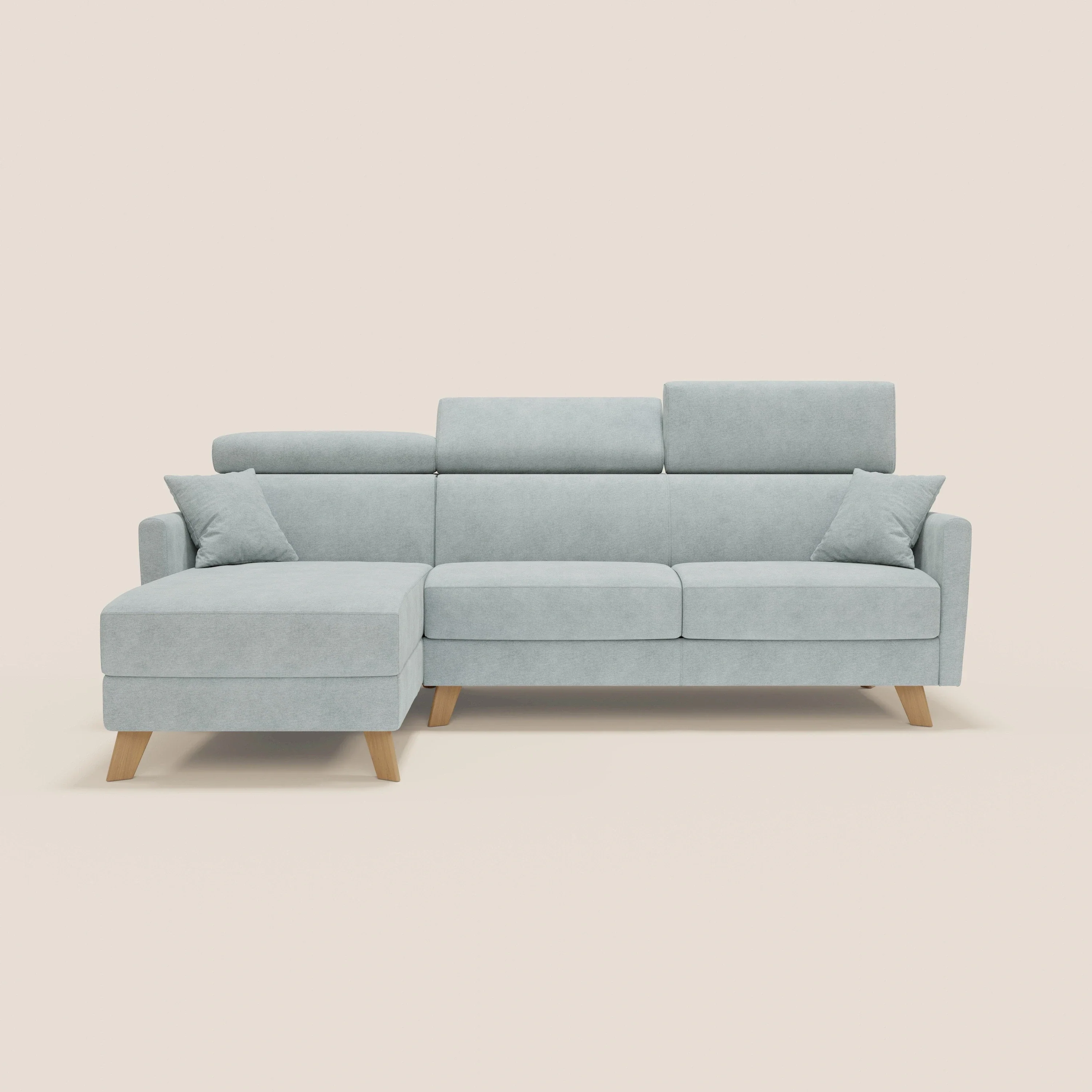 Francy canapé d'angle convertible déhoussable - méridienne avec coffre et têtières inclinables en tissu détachable T17 vert aquamarine - Image 12