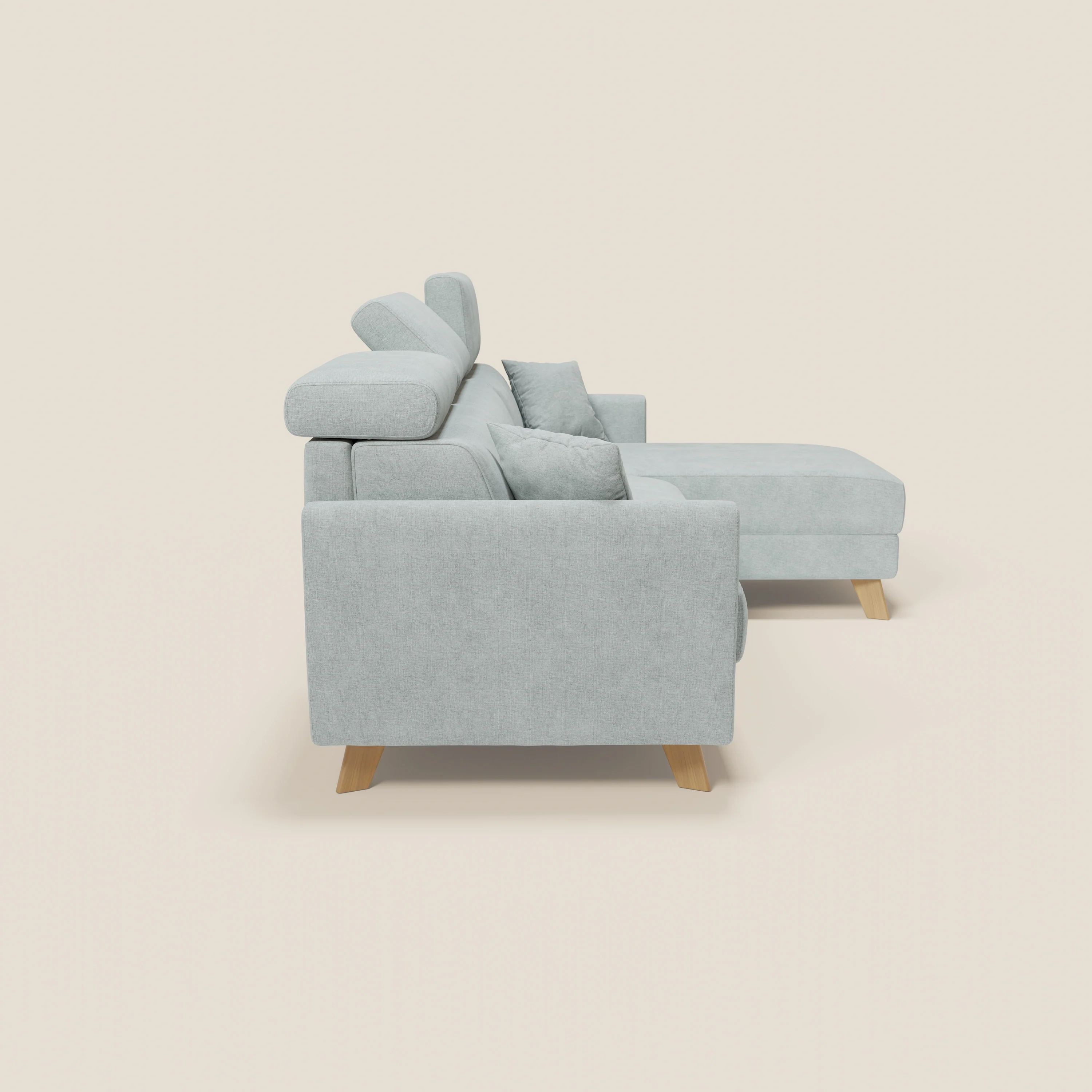 Francy canapé d'angle convertible déhoussable - méridienne avec coffre et têtières inclinables en tissu détachable T17 vert aquamarine - Image 4