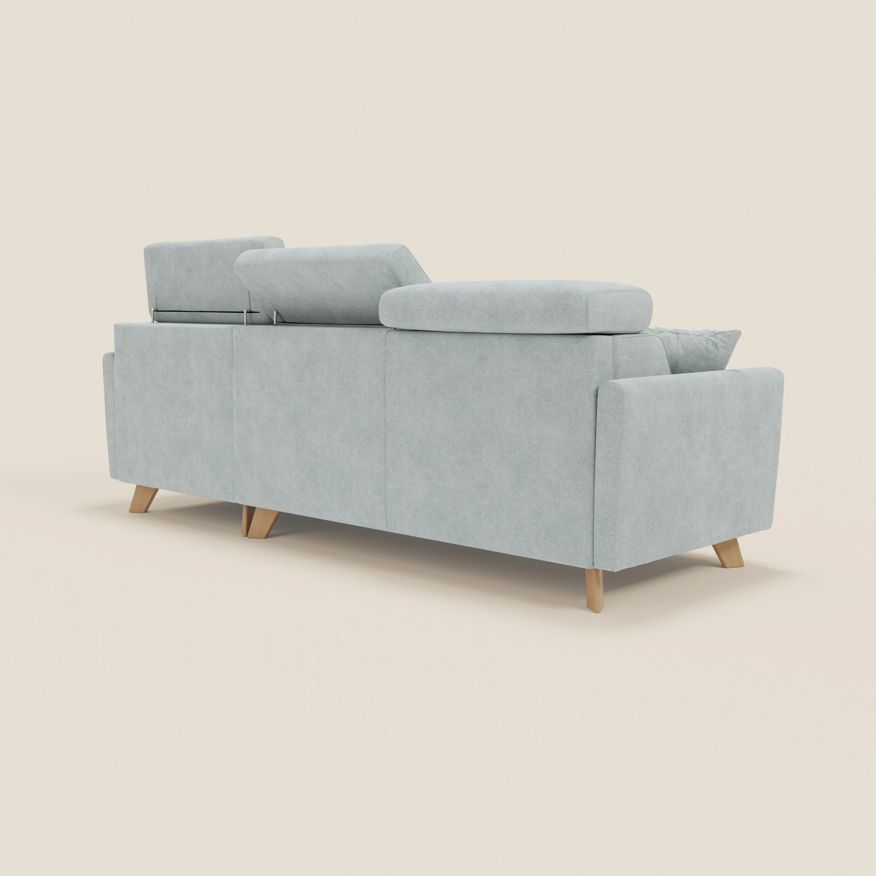 Francy canapé d'angle convertible déhoussable - méridienne avec coffre et têtières inclinables en tissu détachable T17 vert aquamarine - Image 5