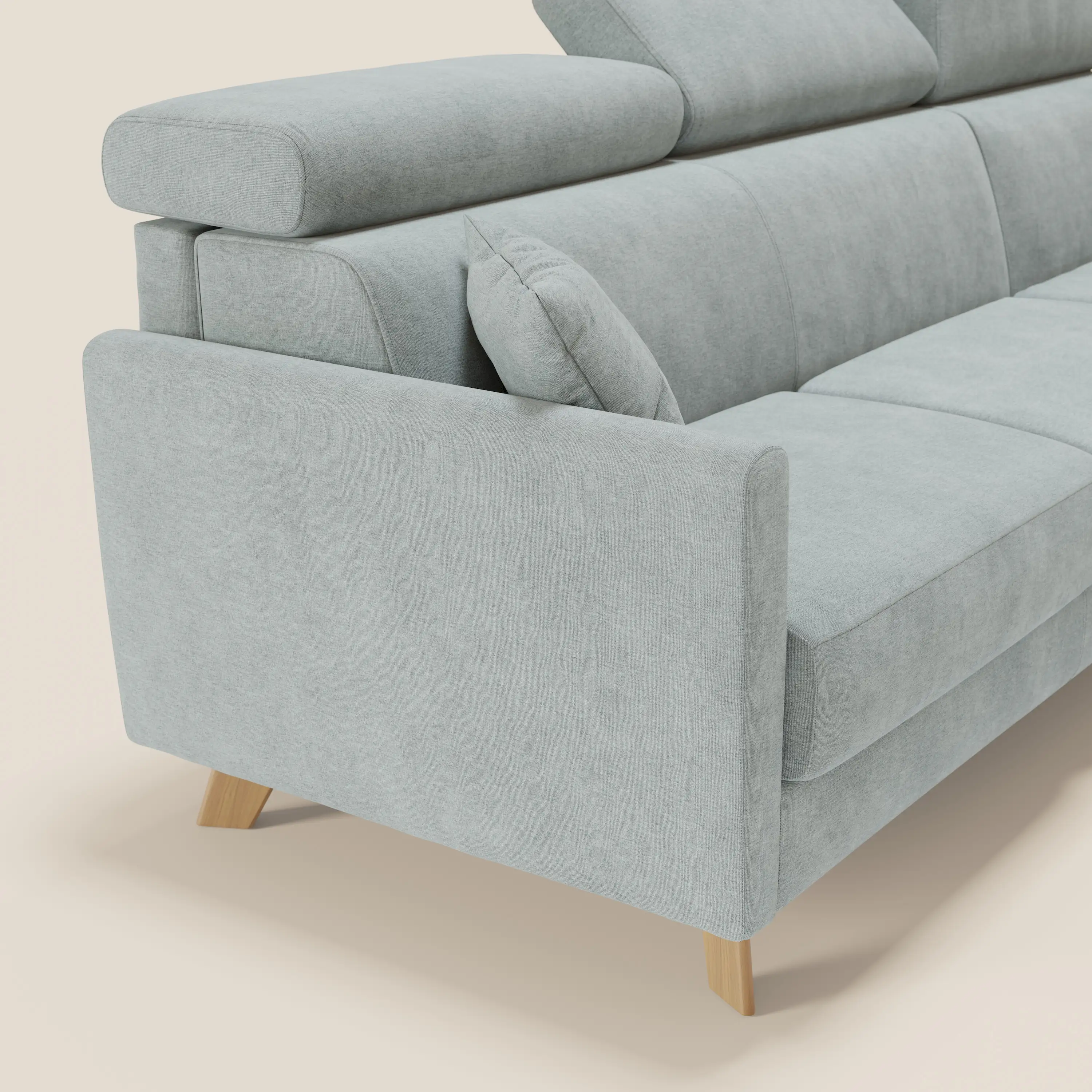 Francy canapé d'angle convertible déhoussable - méridienne avec coffre et têtières inclinables en tissu détachable T17 vert aquamarine - Image 6